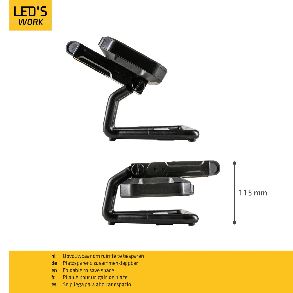 LED's Work LED oplaadbare Bouwlamp 20W 2000lm - Werkt draadloos op accu - Stof- en waterdicht - Inklapbaar - Image 5