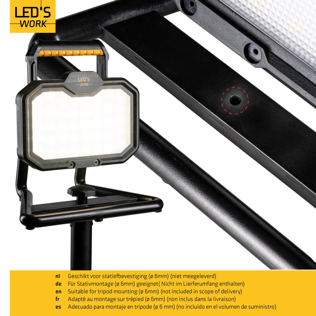 LED's Work LED oplaadbare Bouwlamp 20W 2000lm - Werkt draadloos op accu - Stof- en waterdicht - Inklapbaar - Image 6
