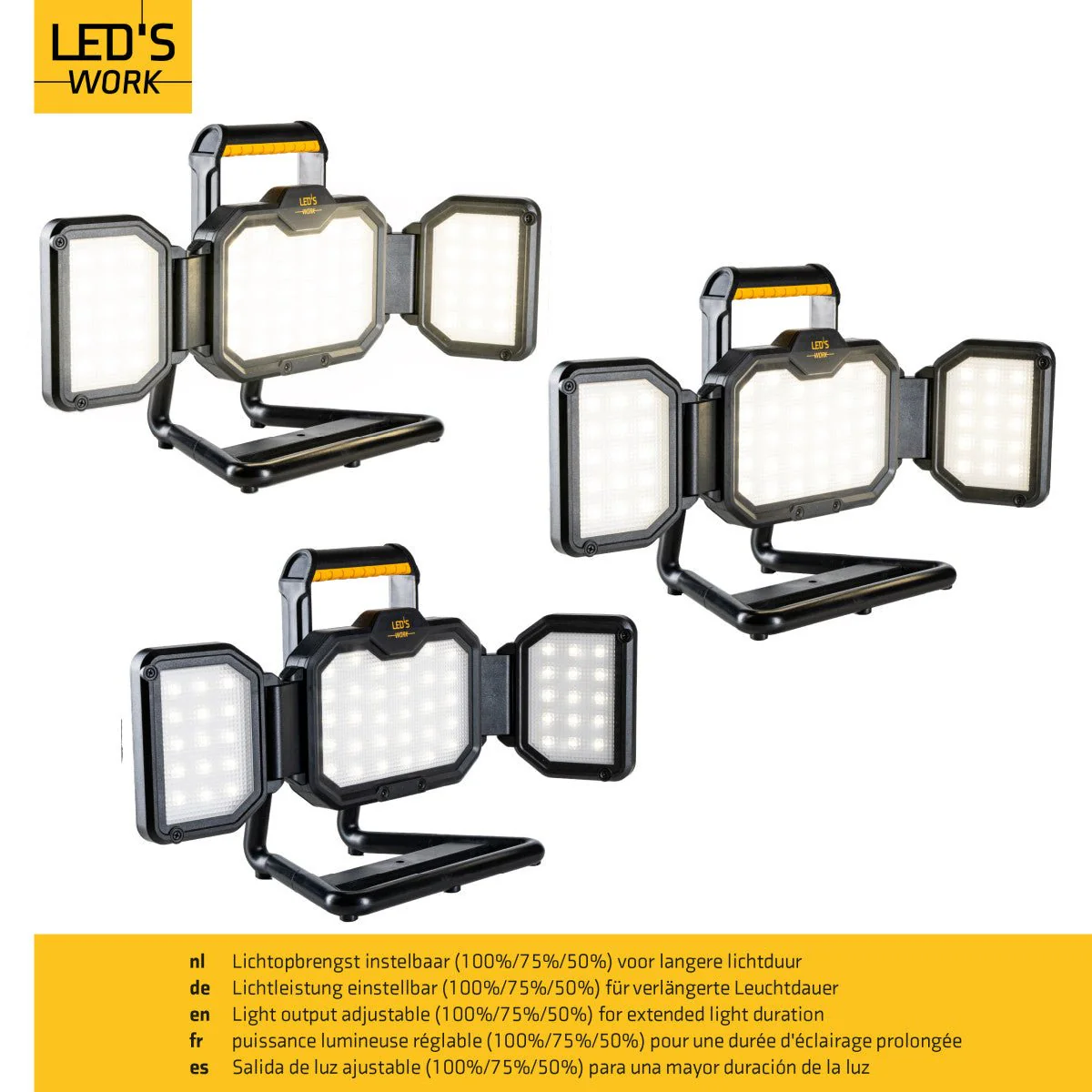 LED's Work LED Bouwlamp Werklamp Oplaadbaar 4000lm 30W Opvouwbaar & Compact - Image 4