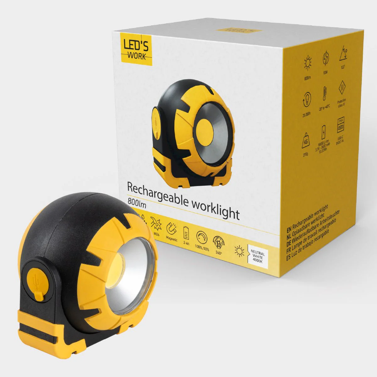 LED's Work Oplaadbare LED Looplamp – Krachtige Draadloze 800 Lumen Werk- & Noodlamp - Image 11
