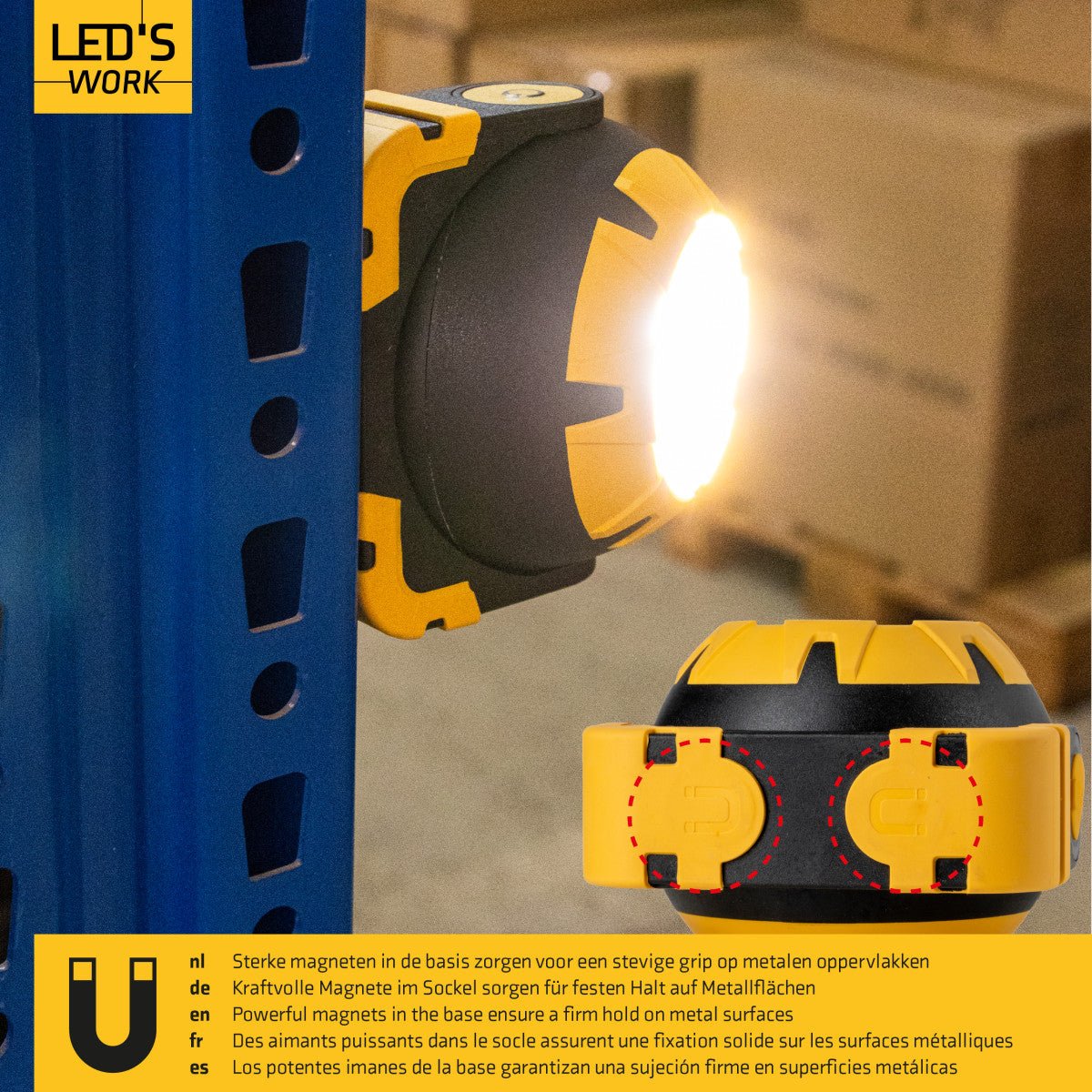 LED's Work Oplaadbare LED Looplamp – Krachtige Draadloze 800 Lumen Werk- & Noodlamp - Image 2
