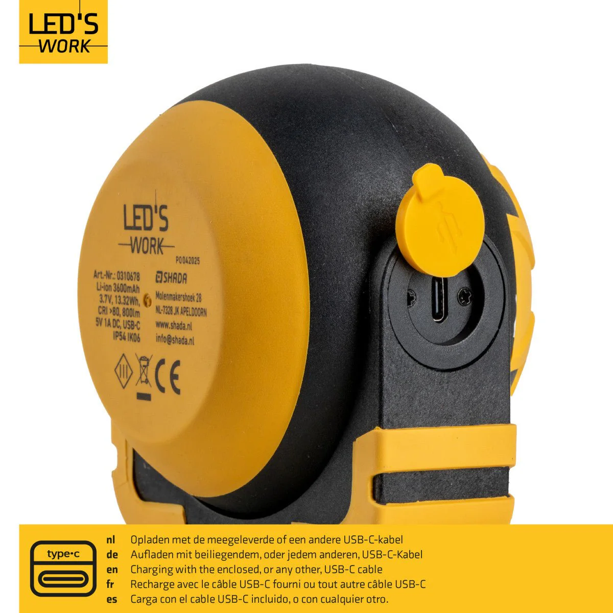 LED's Work Oplaadbare LED Looplamp – Krachtige Draadloze 800 Lumen Werk- & Noodlamp - Image 3