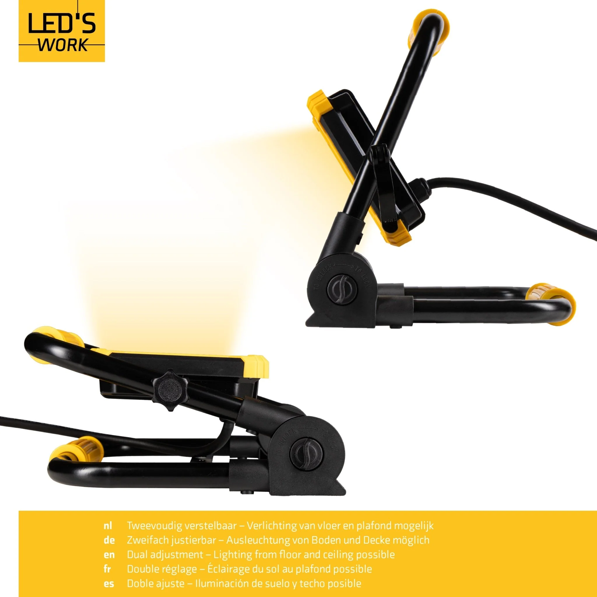 LED's Work Opvouwbare Bouwlamp 6400 - 50W - 5 meter kabel - Image 3