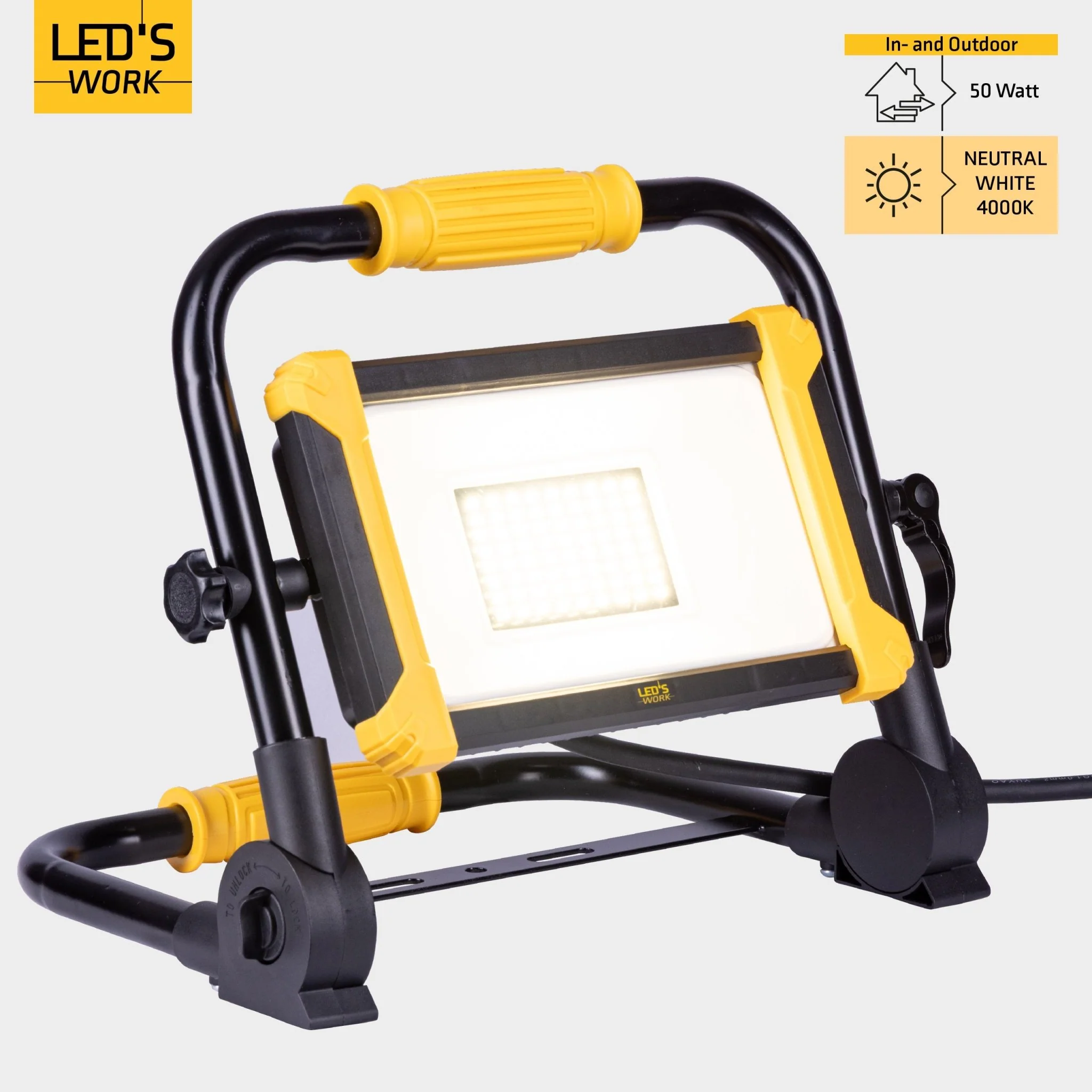 LED's Work Opvouwbare Bouwlamp 6400 - 50W - 5 meter kabel - Image 9