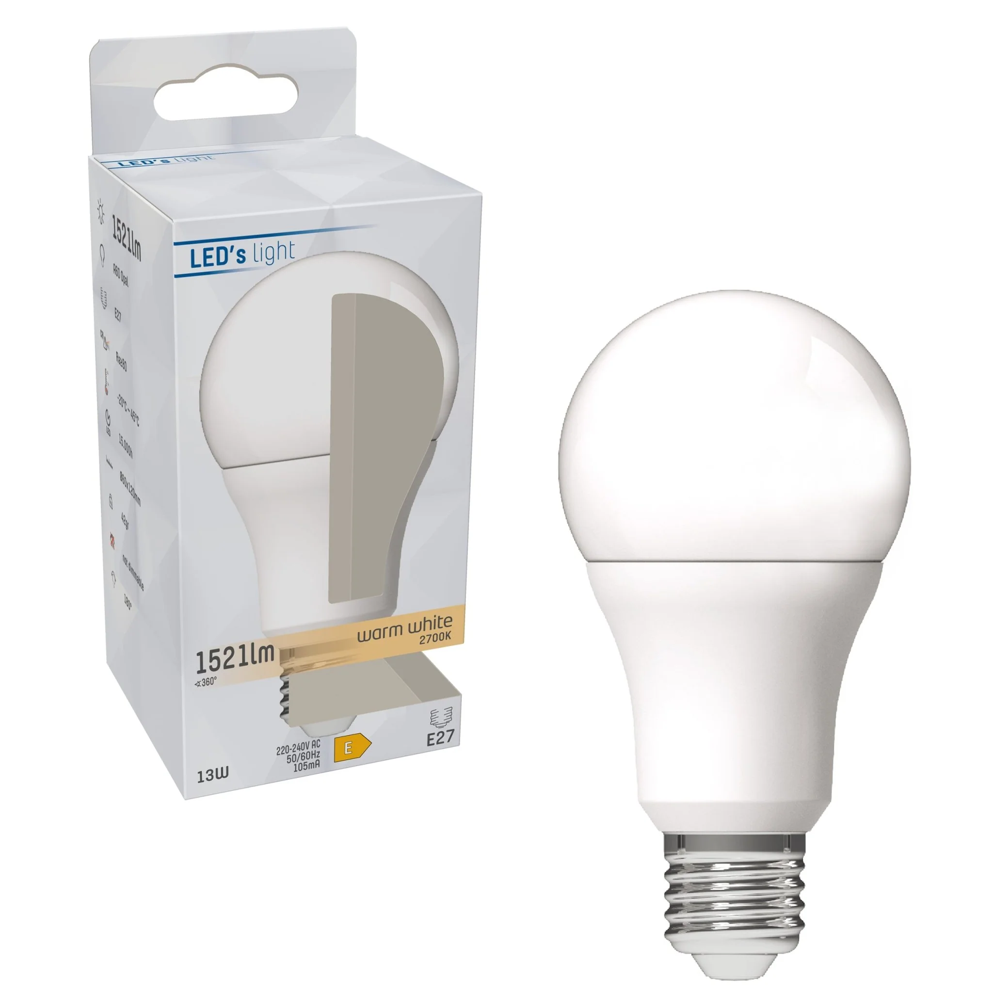 LED Lamp E27 - Mat - Warm wit - 13W vervangt 100W - Image 2