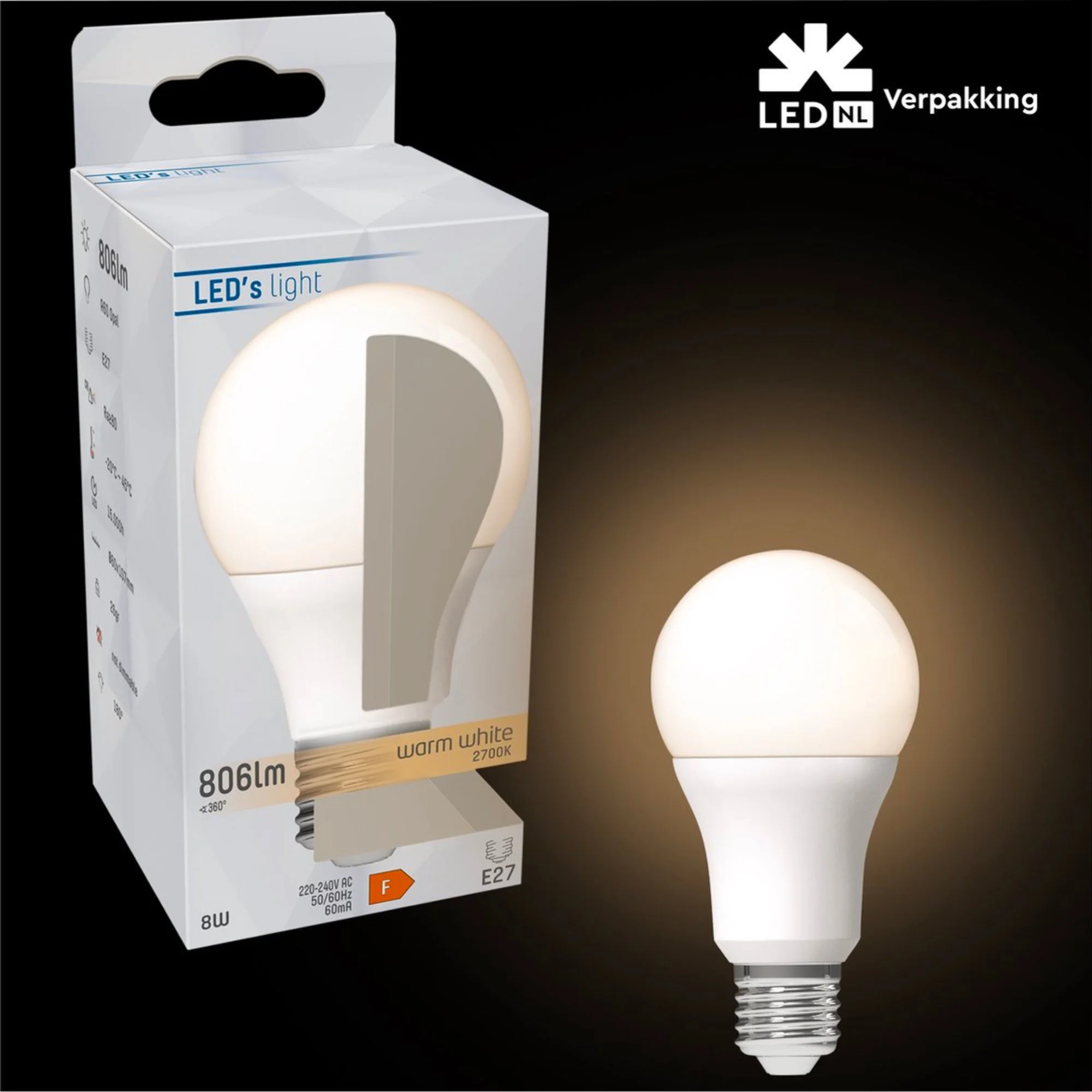 LED Lamp E27 - Mat - Warm wit - 13W vervangt 100W - Image 3