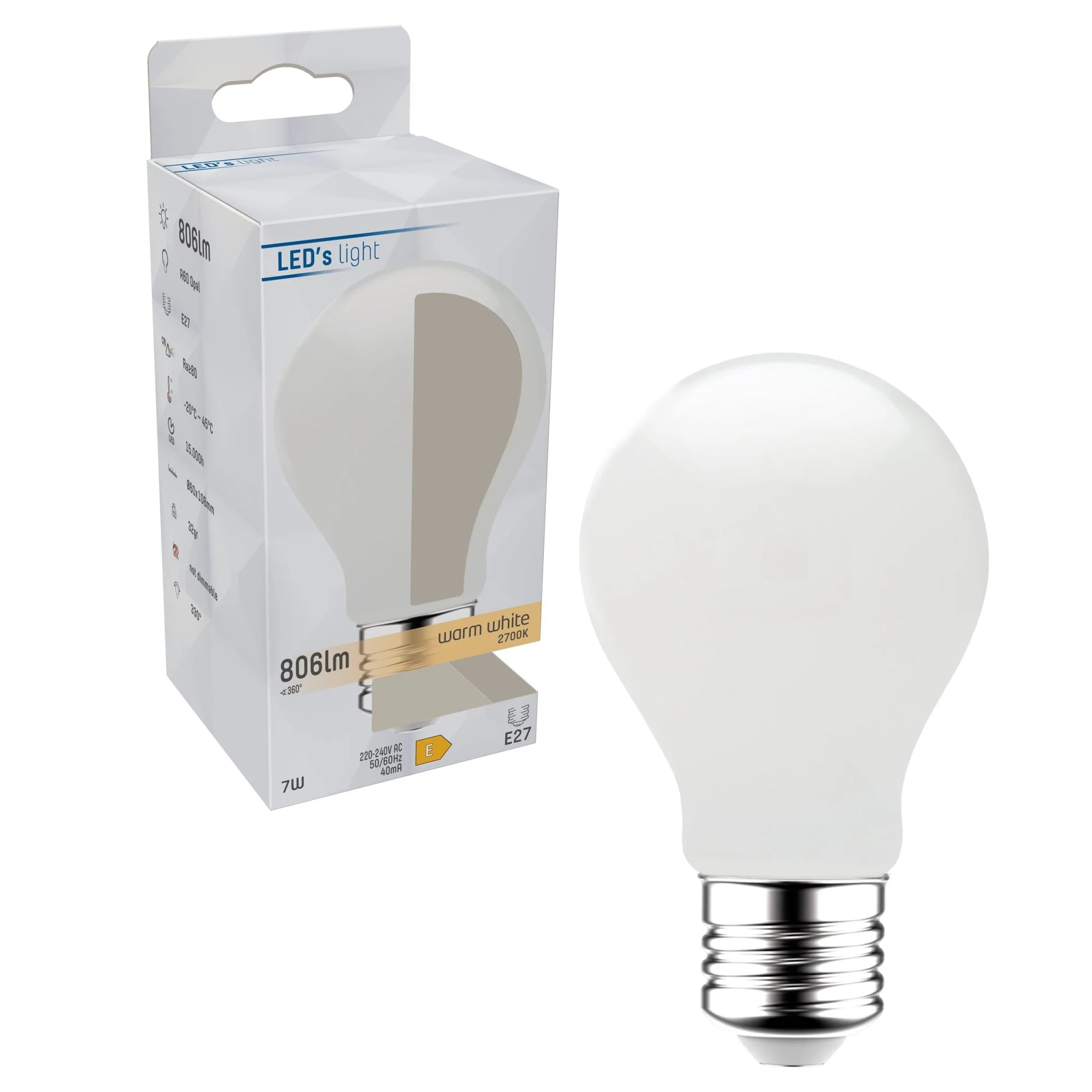 LED Filament Lamp E27 - Melkglas - Warm wit - 7W vervangt 60W - Image 4