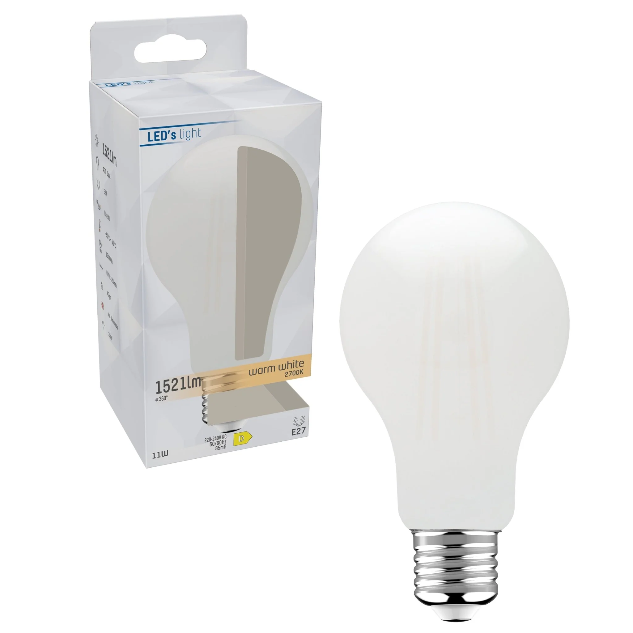 LED Lamp melk glas E27 - 11W vervangt 100W - 1521 lm - Warm wit - Image 4