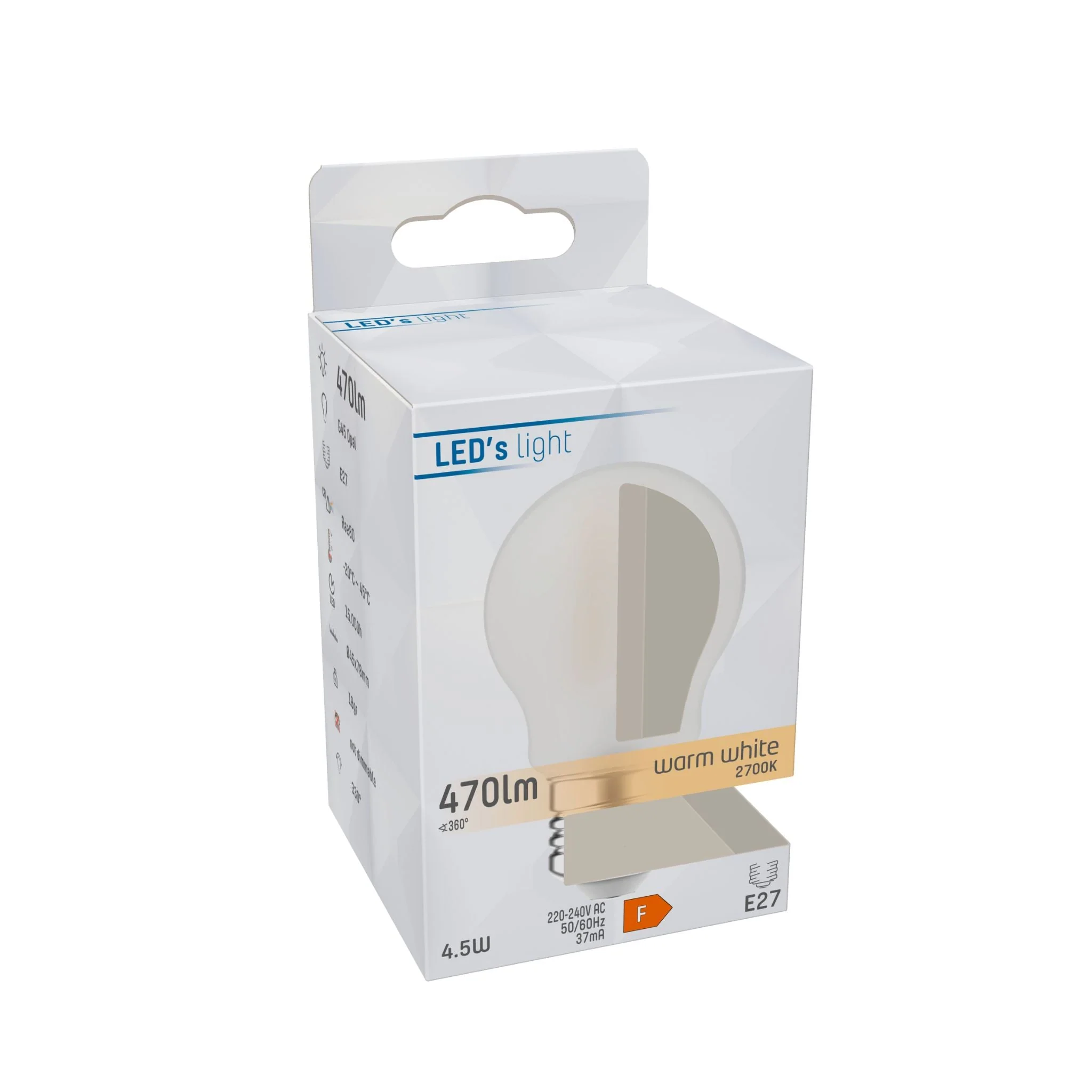 LED Lamp E27 - Melkglas - Warm wit licht - 470 lm - Image 2