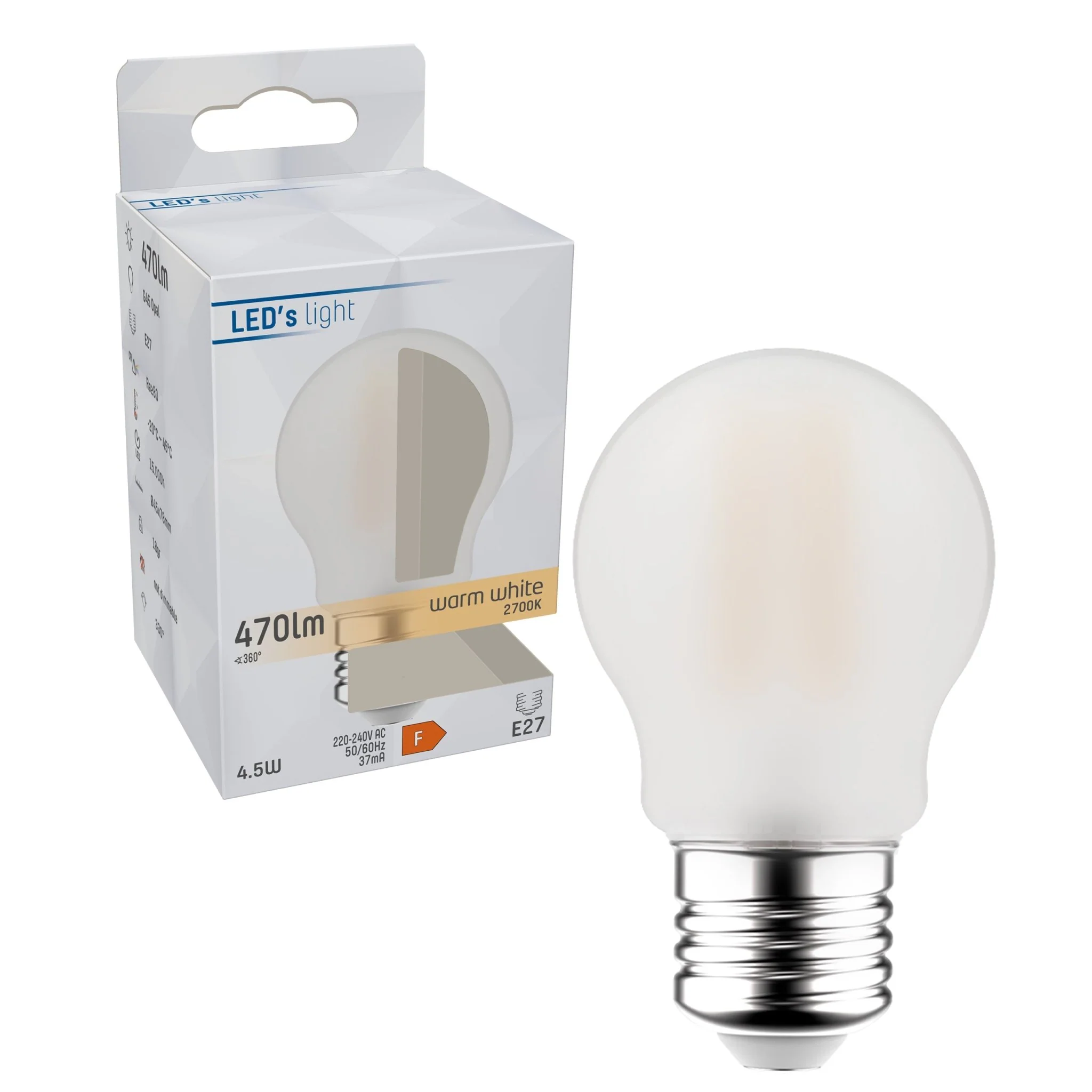 LED Lamp E27 - Melkglas - Warm wit licht - 470 lm - Image 4