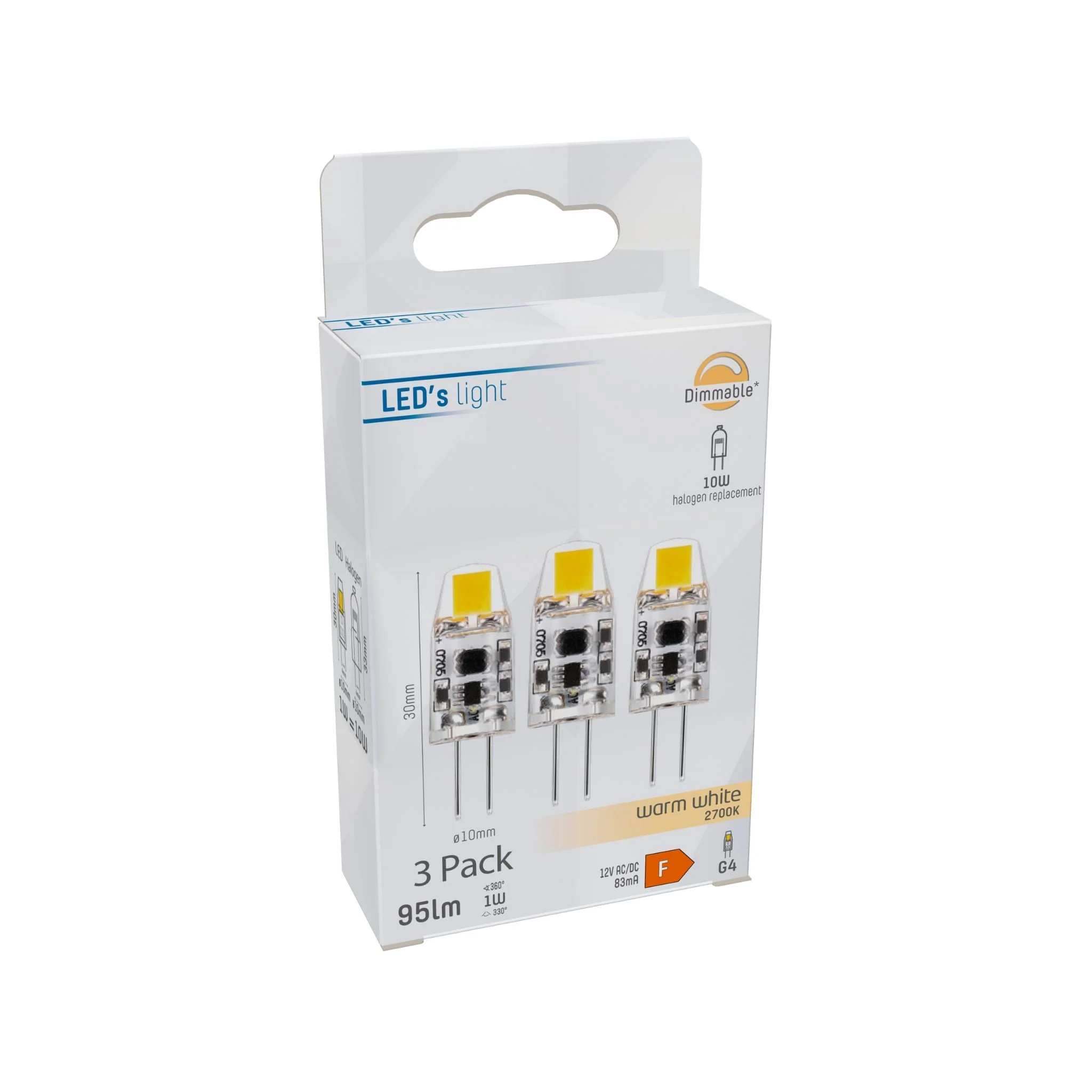 G4 LED Lampen - 12V - 1W vervangt 10W - Warm wit licht - 3PACK - Image 2