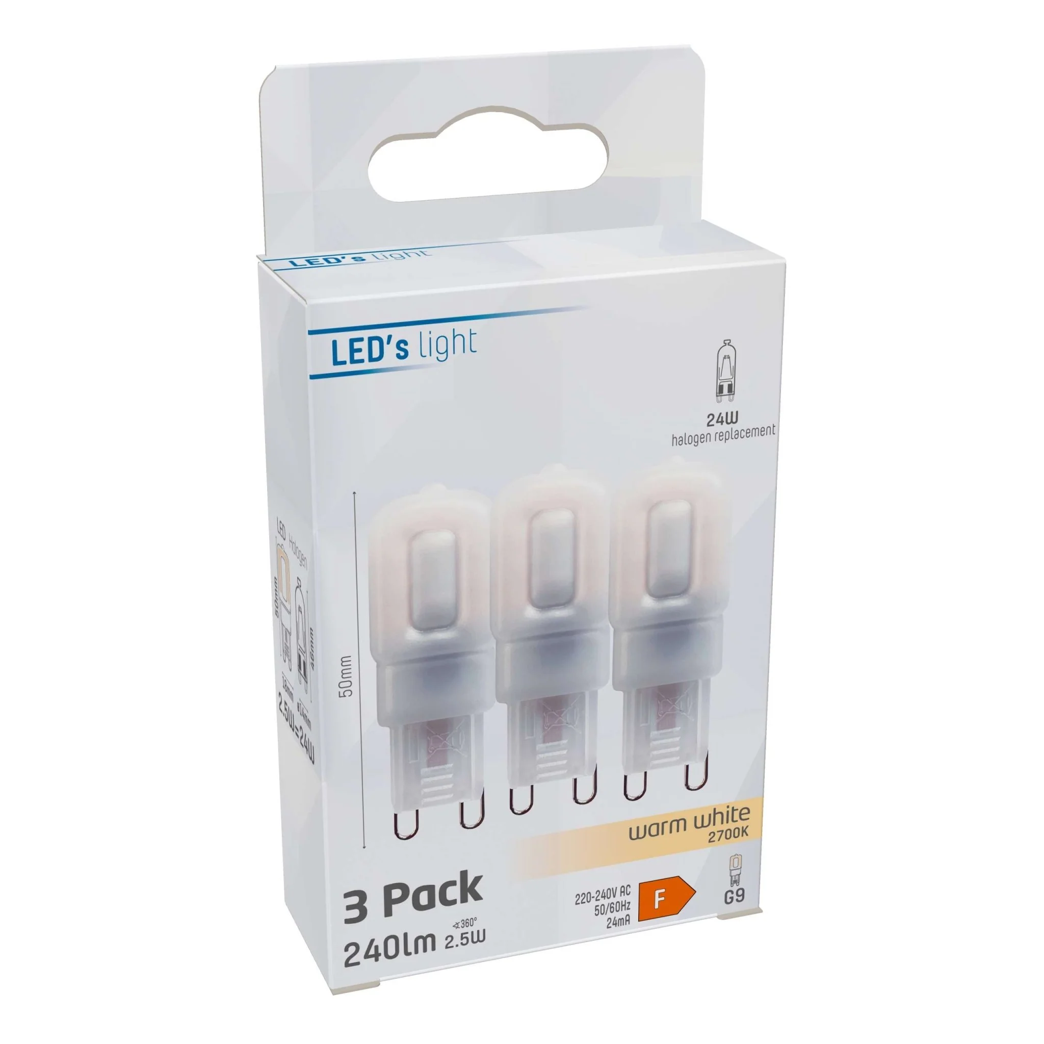 LED Steeklamp G9 - Mat - 220-240V - Warm wit - 2.5W (24W) - 3 lampjes - Image 2