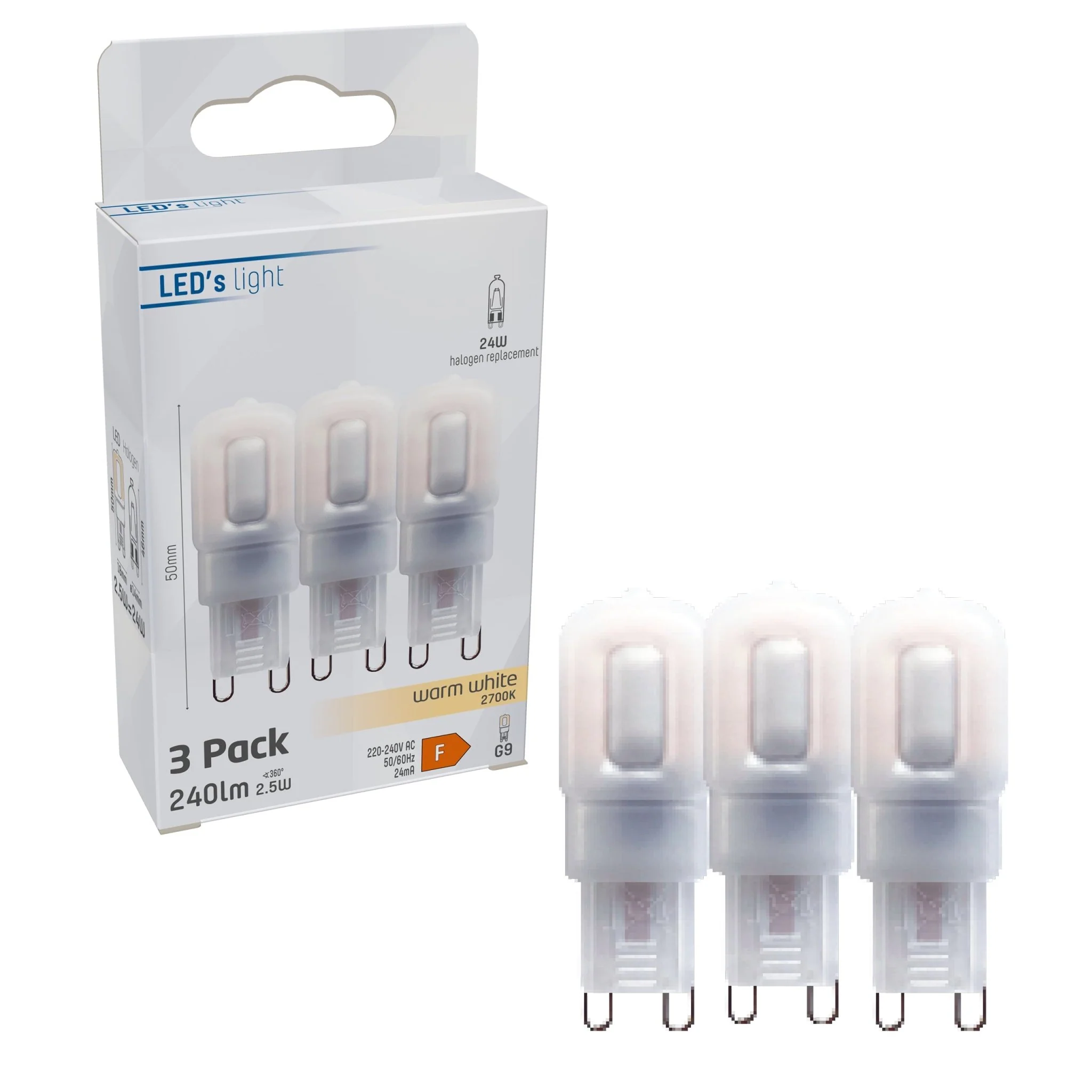 LED Steeklamp G9 - Mat - 220-240V - Warm wit - 2.5W (24W) - 3 lampjes - Image 3