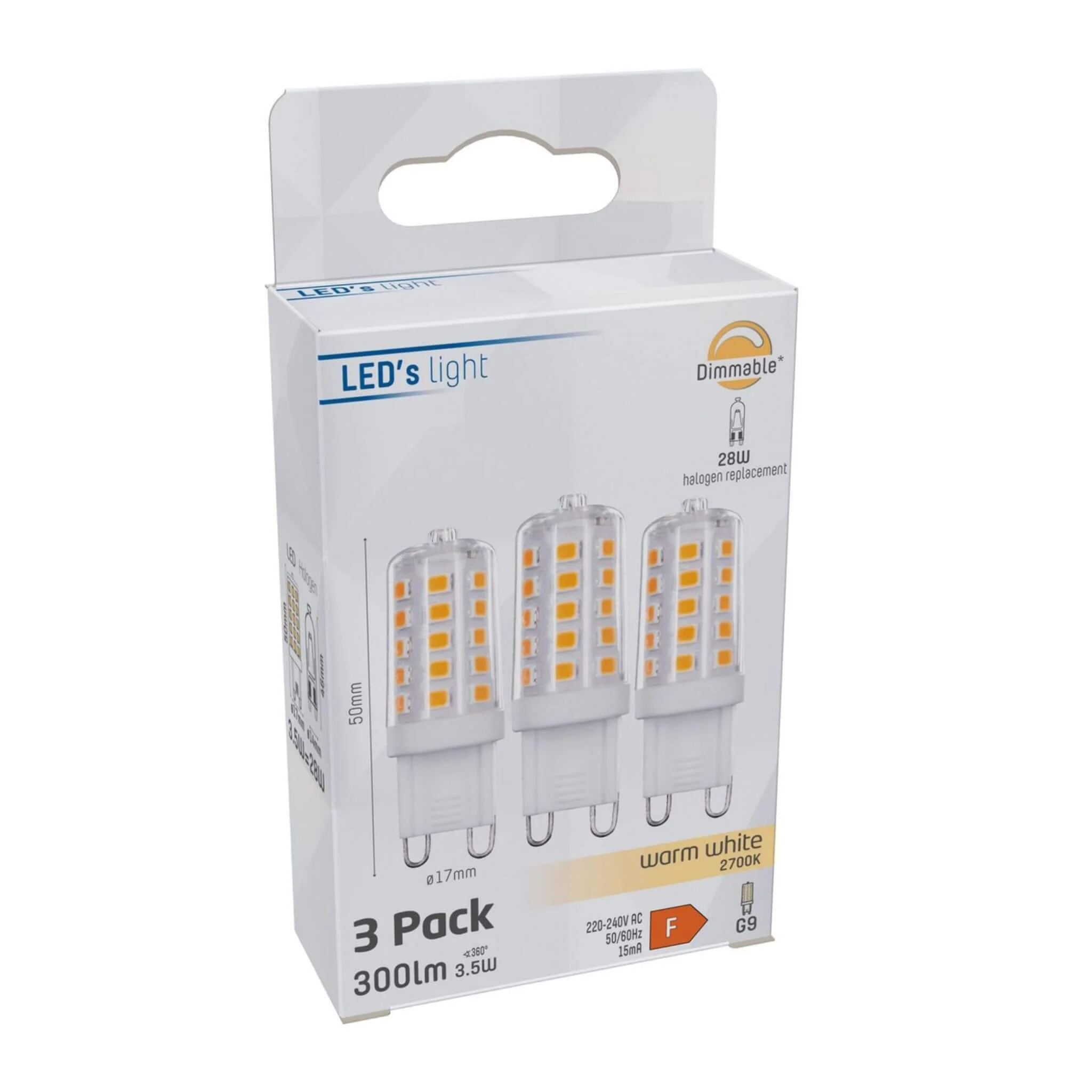 ProDim LED Steeklamp G9 - Dimbaar warm wit licht - 220-240V - 3.5W (28W) - 3 lampjes - Image 2