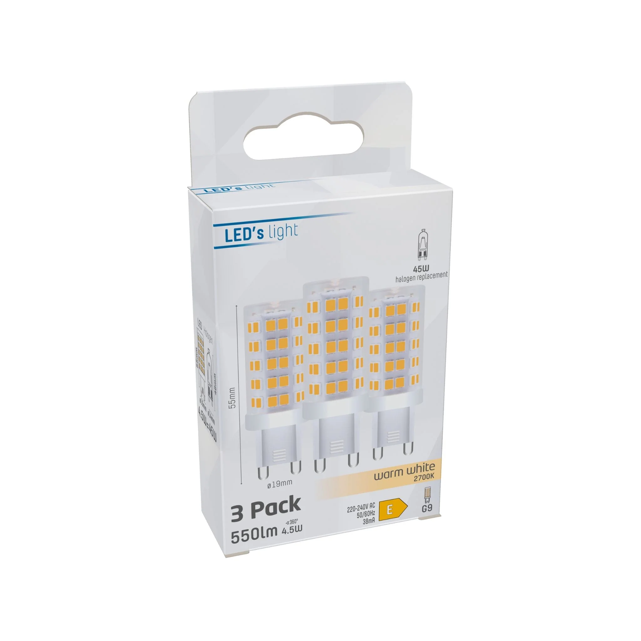 LED Steeklamp G9 - Helder - 220-240V - Warm wit - 4.7W (45W) - 3 lampjes - Image 2