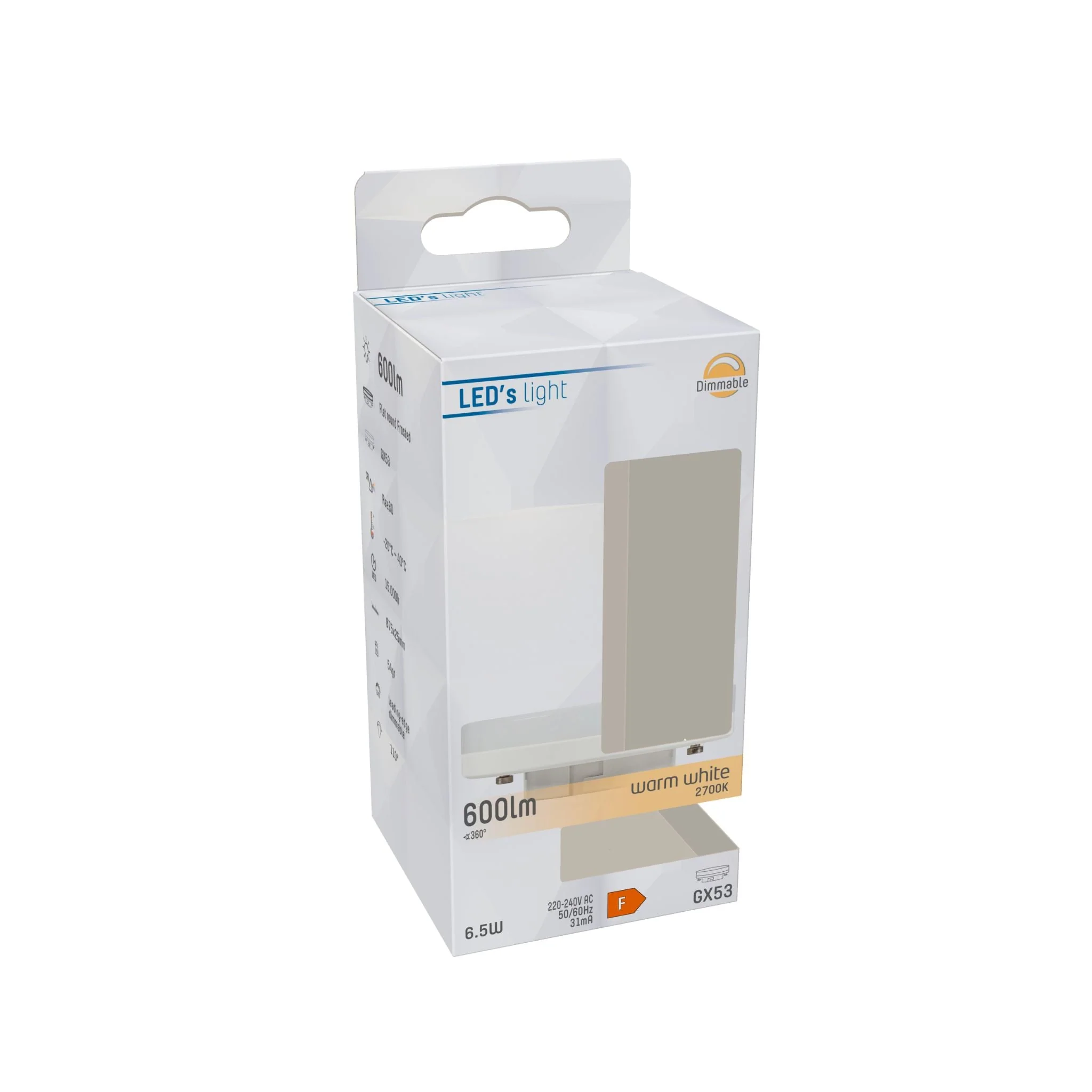 LongLife LED Lamp GX53 - Dimbaar warm wit licht - 6W vervangt 48W - 2700K - Image 5
