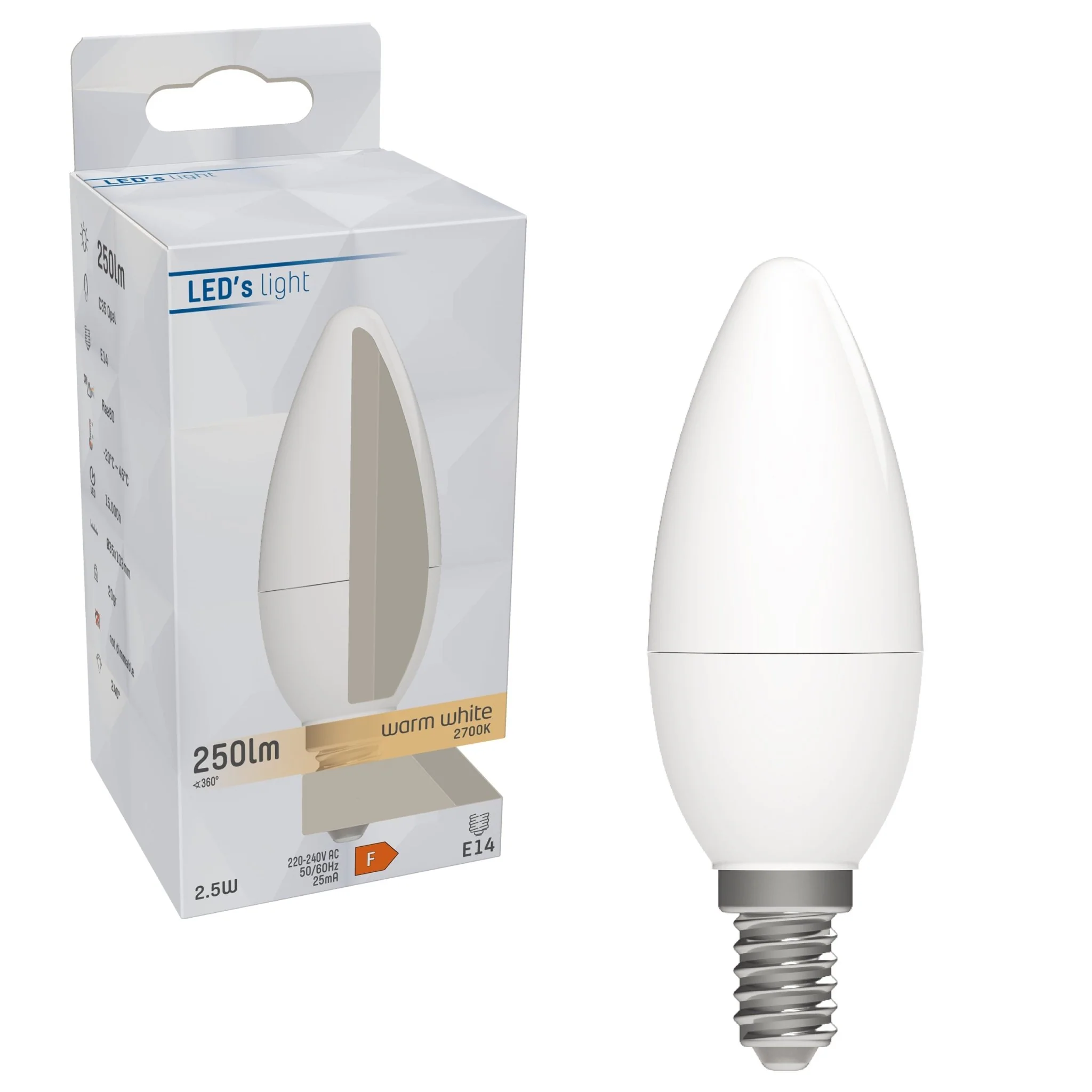 E14 LED Kaarslamp - 250 lm - Warm wit licht - 1 lamp - Image 4