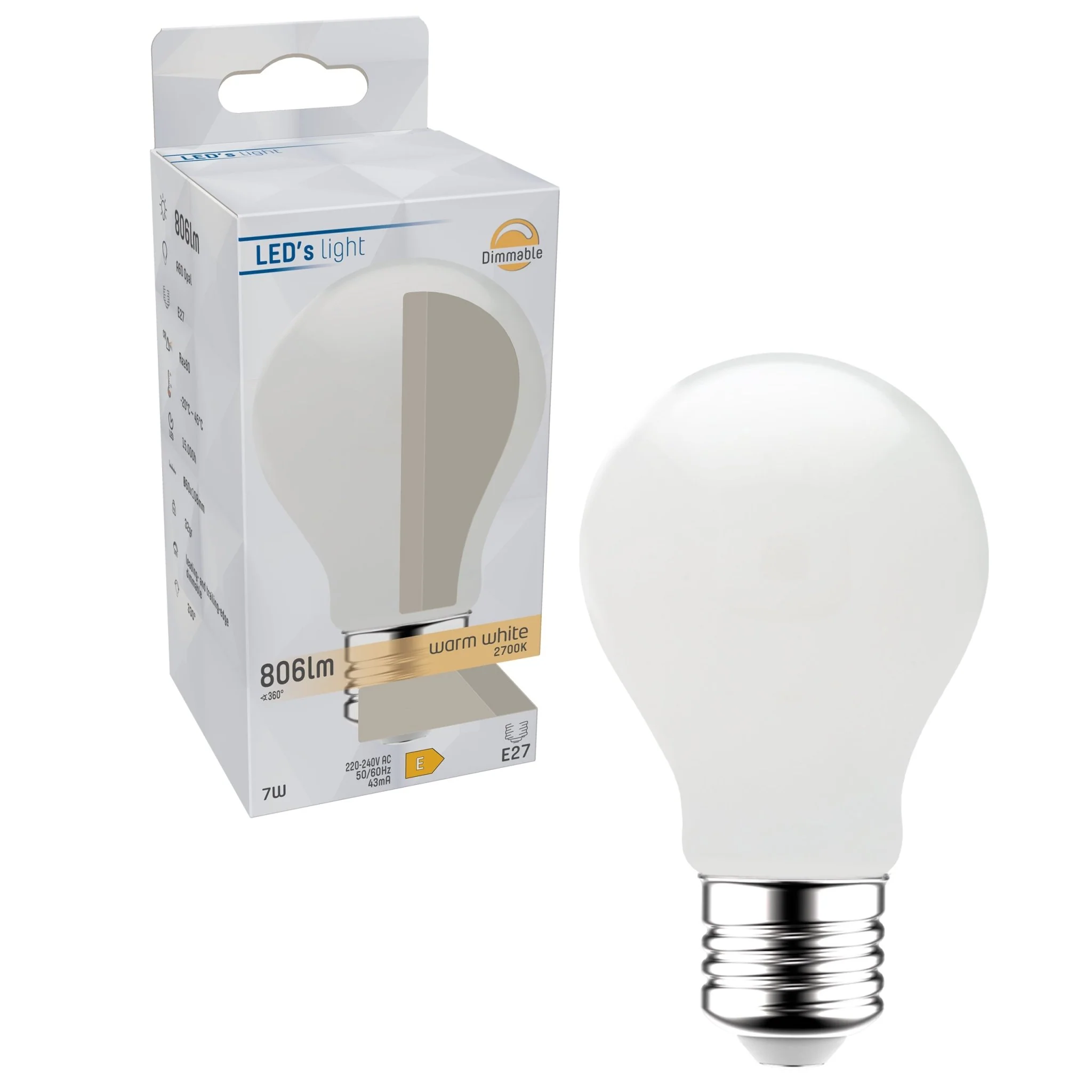 ProDim LED Filament Lamp E27 - Melkglas - Dimbaar warm wit licht - 7W vervangt 60W - Image 4
