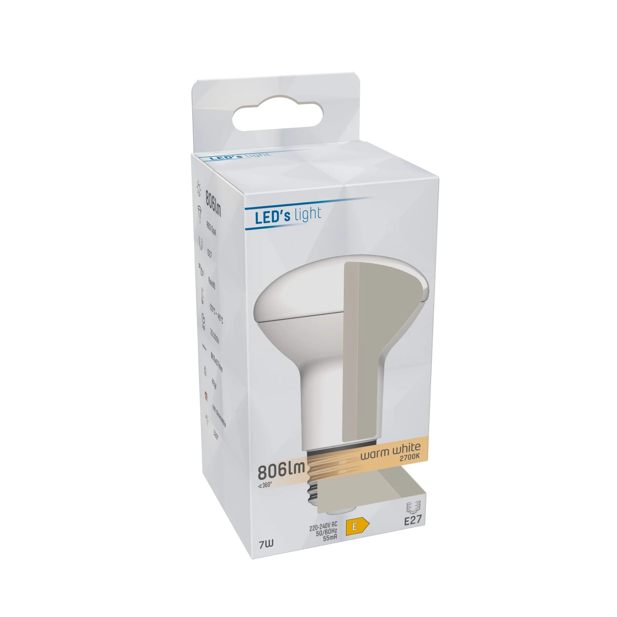 LED Reflectorlamp E27 - R63 Reflector - Warm wit - 7W vervangt 60W - Image 2
