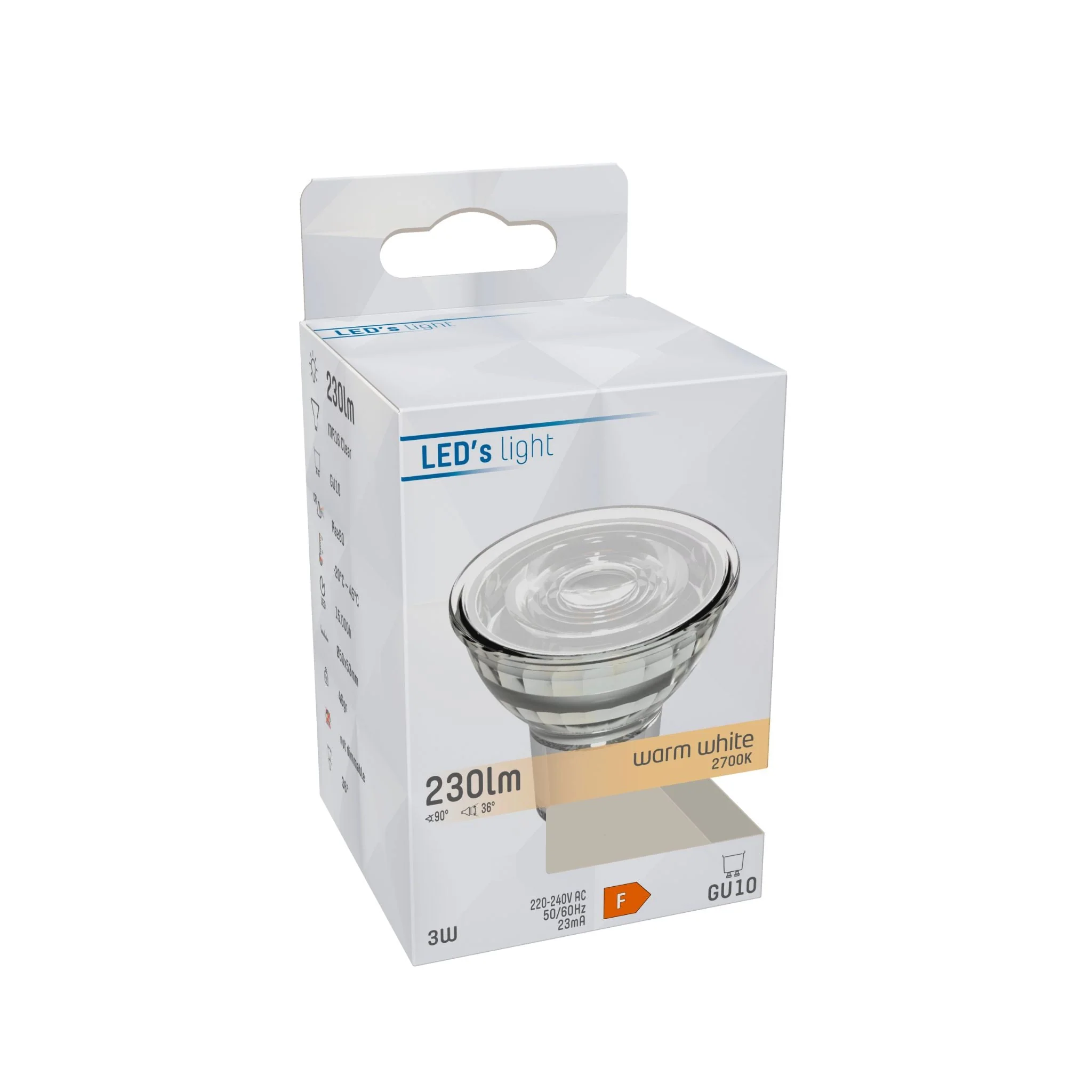 LED Lamp GU10 - 3W vervangt 35W - 230 lm - Warm wit licht - Image 2