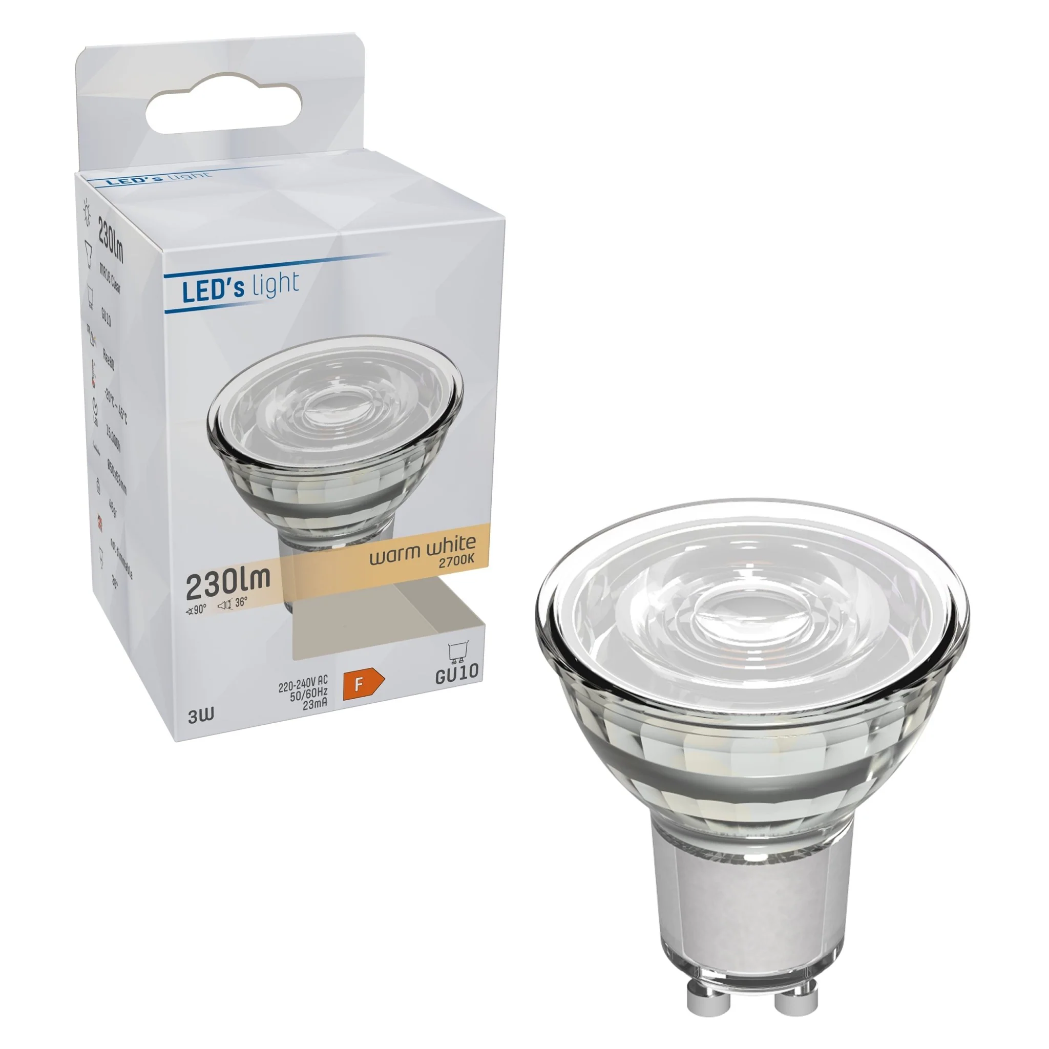 LED Lamp GU10 - 3W vervangt 35W - 230 lm - Warm wit licht - Image 4