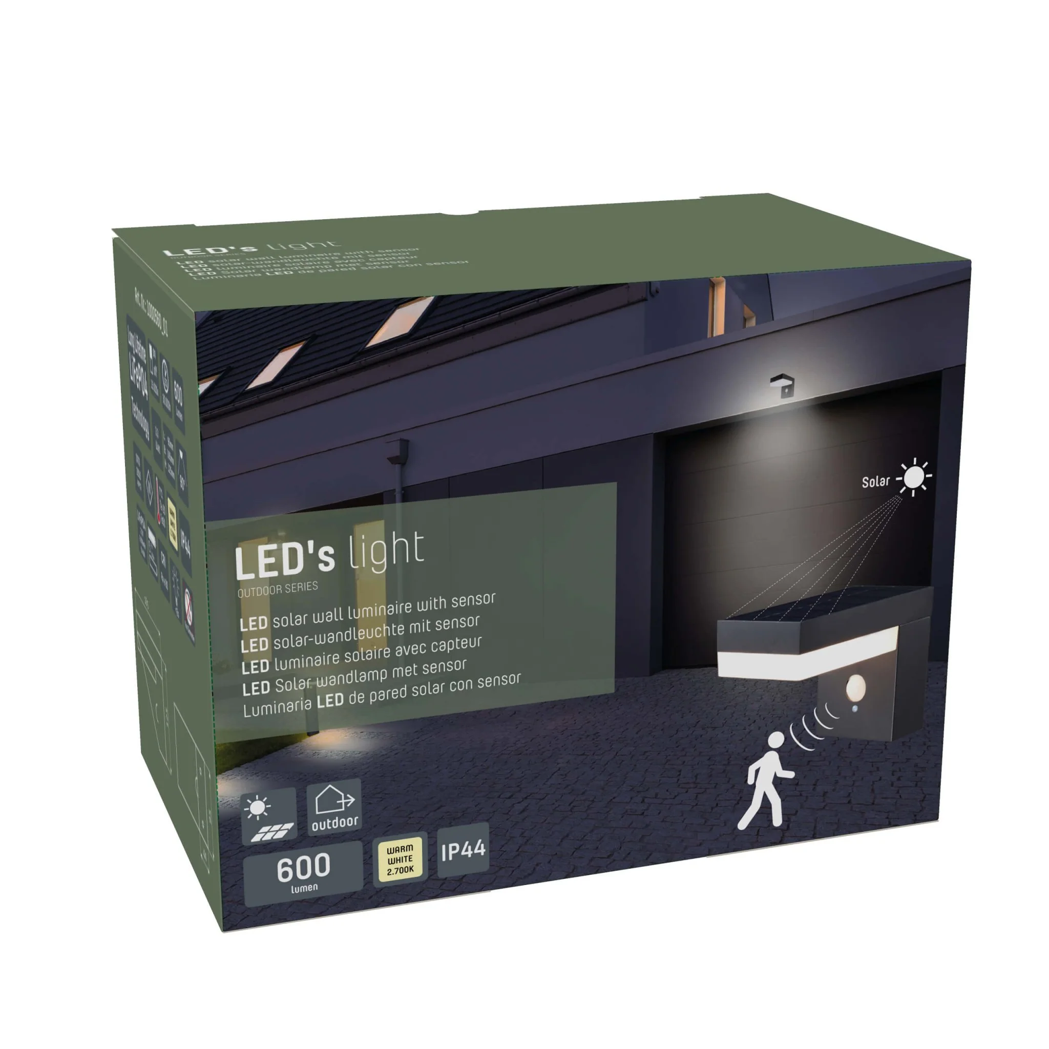 LED's Light RVS Solar LED Muurlamp met Bewegingssensor - Draadloos - Vierkant - 3 standen - Zwart - Image 14