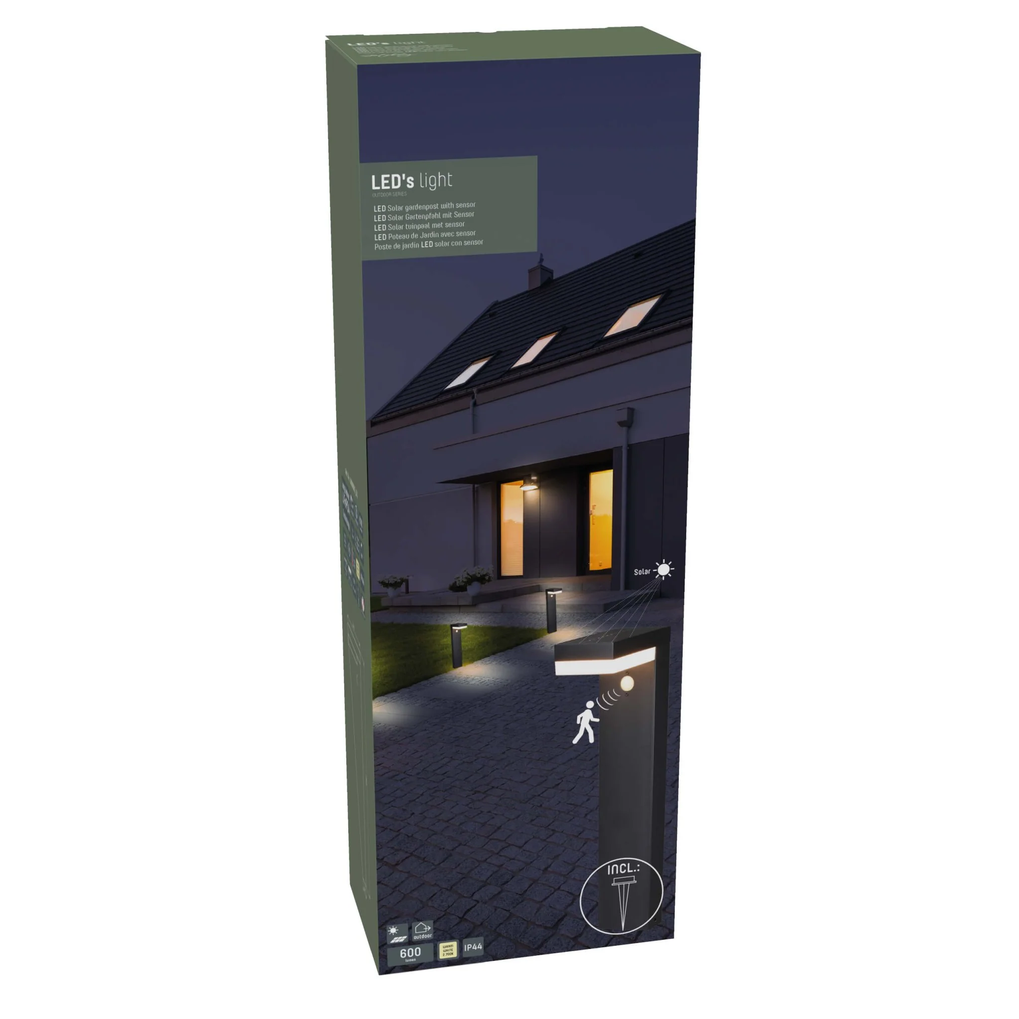 LED's Light RVS Solar LED Tuinlamp Paallamp met Bewegingssensor - Draadloos - 3 standen - Zwart - Image 9