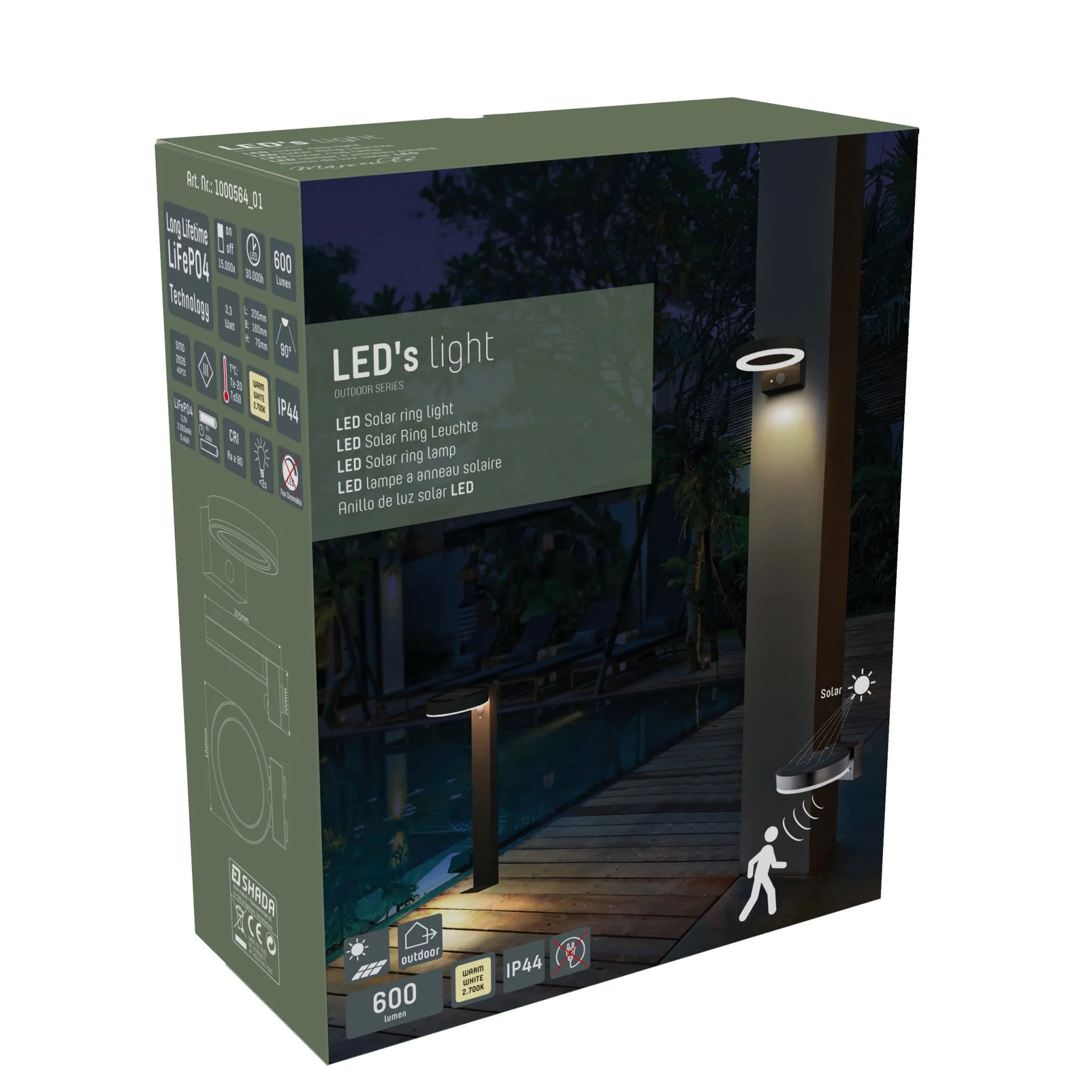RVS Solar LED Buitenlamp met bewegingssensor - Draadloos - 3 standen - Zwart - Image 11