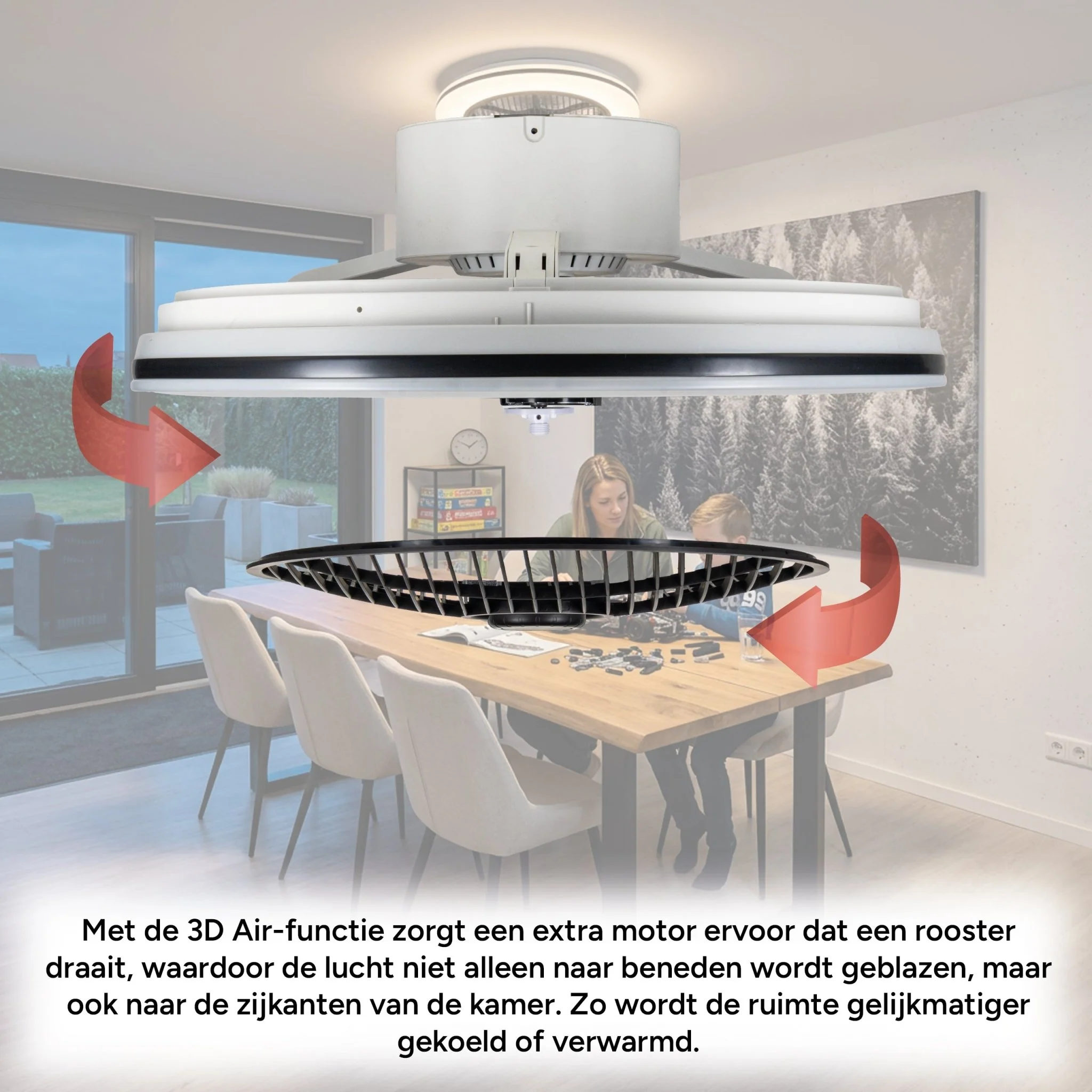 Moderno 3D plafondventilator met verlichting 50cm – Dimmen en lichtkleur instellen via afstandsbediening – Met zomer- en winterstand en timerfunctie - Image 10