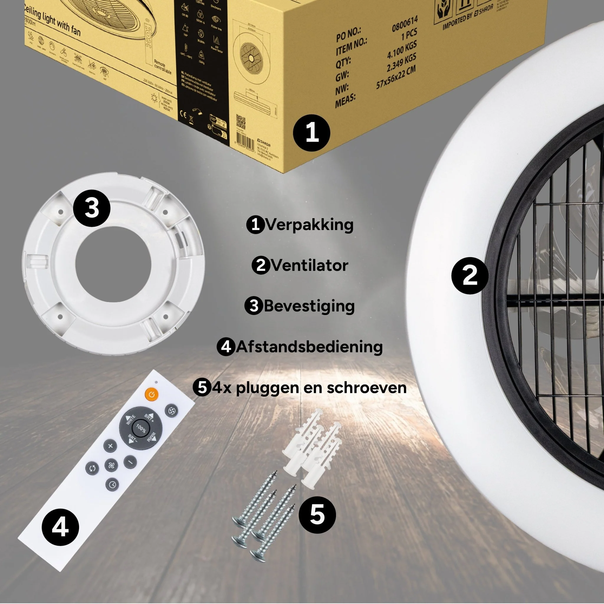 Moderno 3D plafondventilator met verlichting 50cm – Dimmen en lichtkleur instellen via afstandsbediening – Met zomer- en winterstand en timerfunctie - Image 3