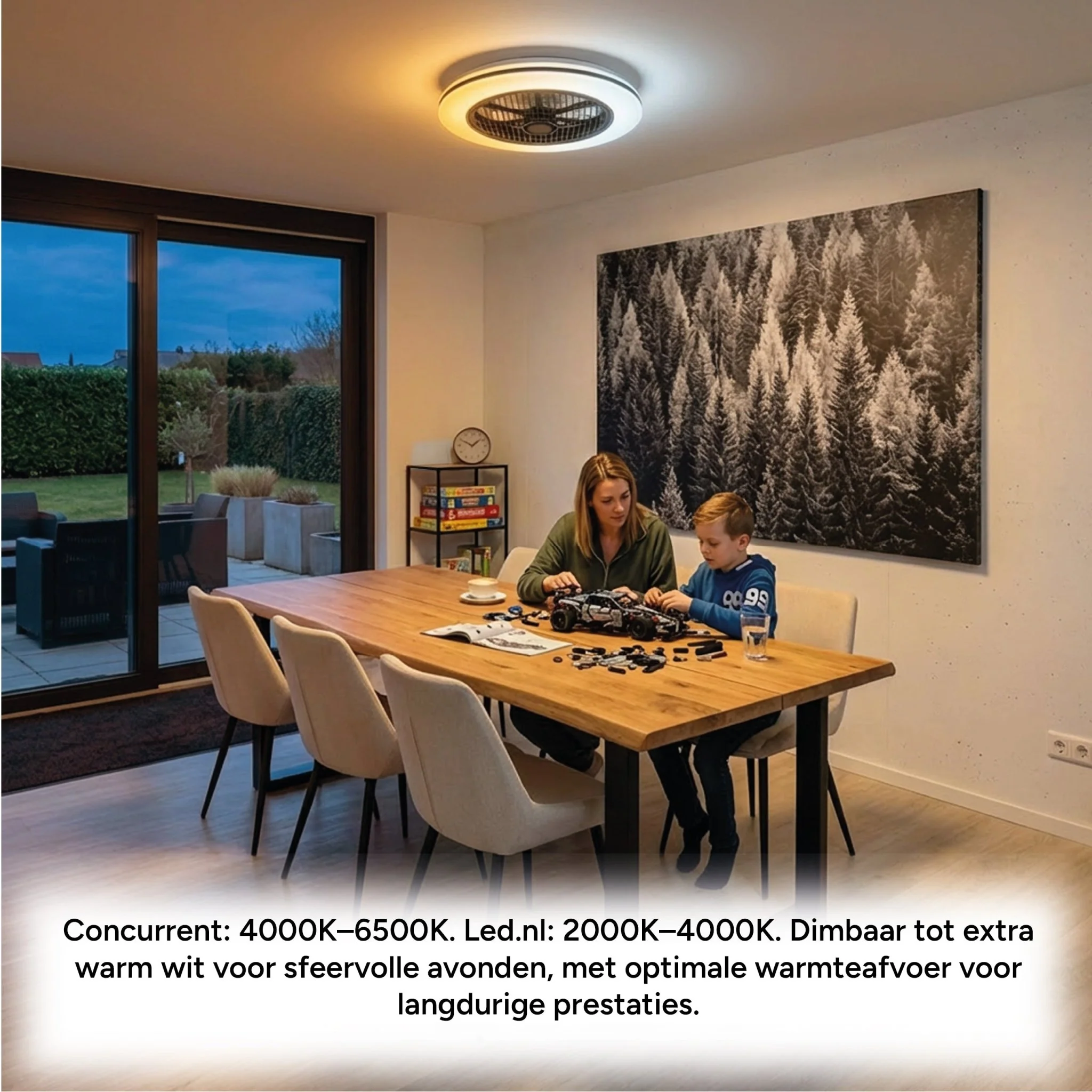 Moderno 3D plafondventilator met verlichting 50cm – Dimmen en lichtkleur instellen via afstandsbediening – Met zomer- en winterstand en timerfunctie - Image 4
