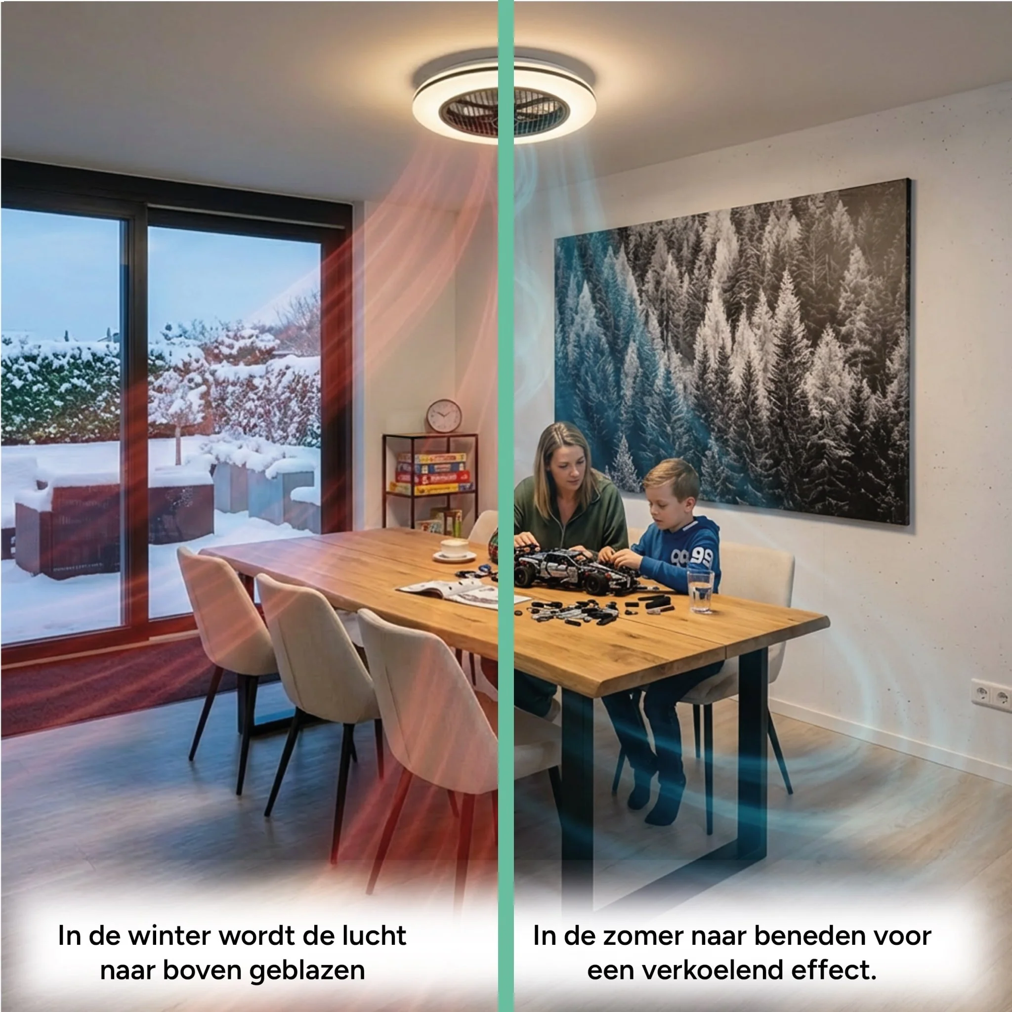 Moderno 3D plafondventilator met verlichting 50cm – Dimmen en lichtkleur instellen via afstandsbediening – Met zomer- en winterstand en timerfunctie - Image 8