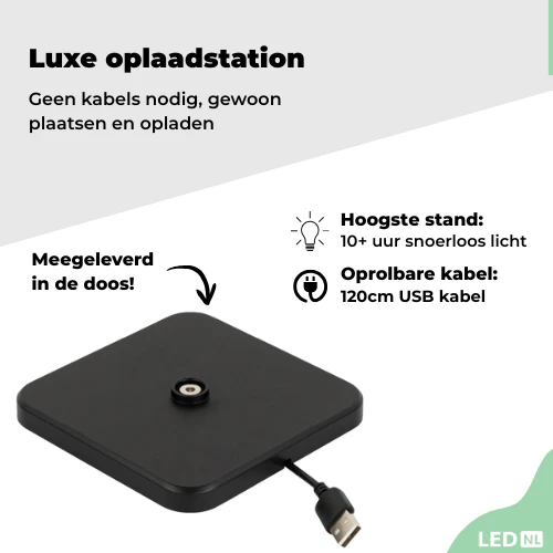 LED's Light Oplaadbare LED Tafellamp - Dimbaar via aanraking - Binnen en buiten - Zwart - Image 3