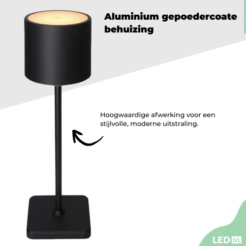 LED's Light Oplaadbare LED Tafellamp - Dimbaar via aanraking - Binnen en buiten - Zwart - Image 9