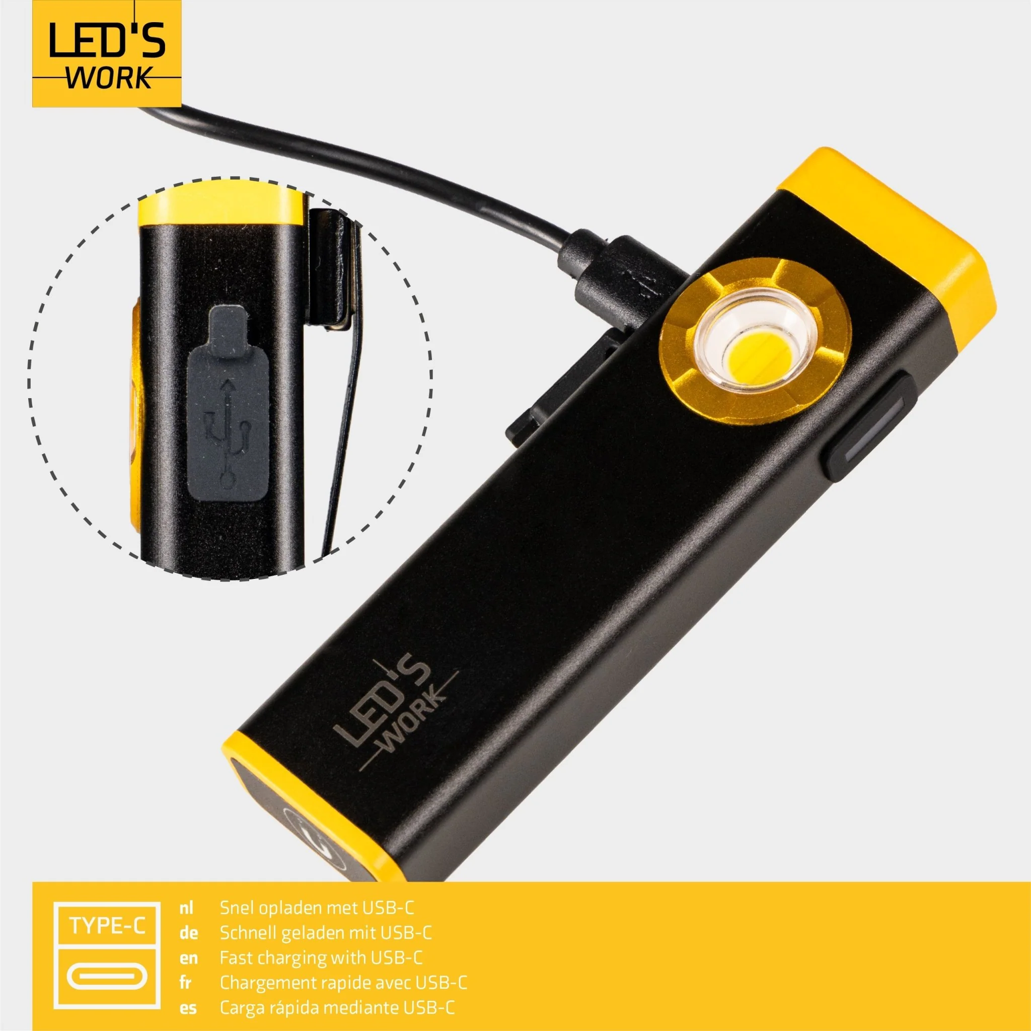 LED's Work Oplaadbare LED Mini Zaklamp met 3 lichtstanden (100, 500 en 700 Lumen) - Image 5