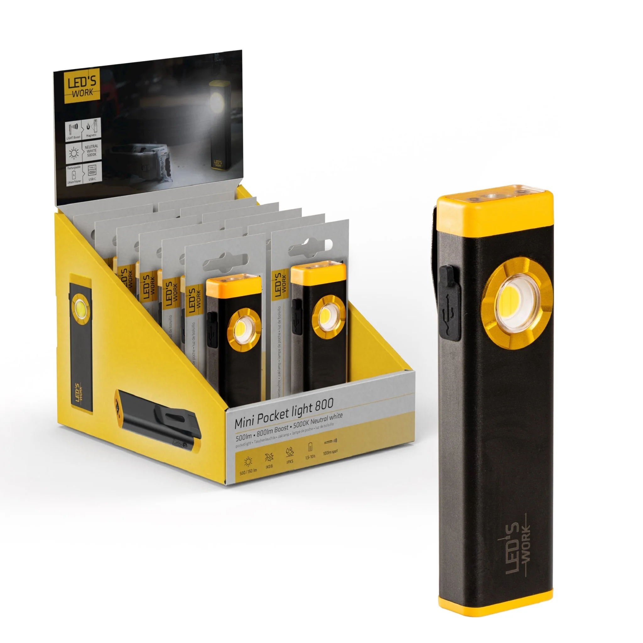 LED's Work Oplaadbare LED Mini Zaklamp met 3 lichtstanden (100, 500 en 700 Lumen) - Image 7