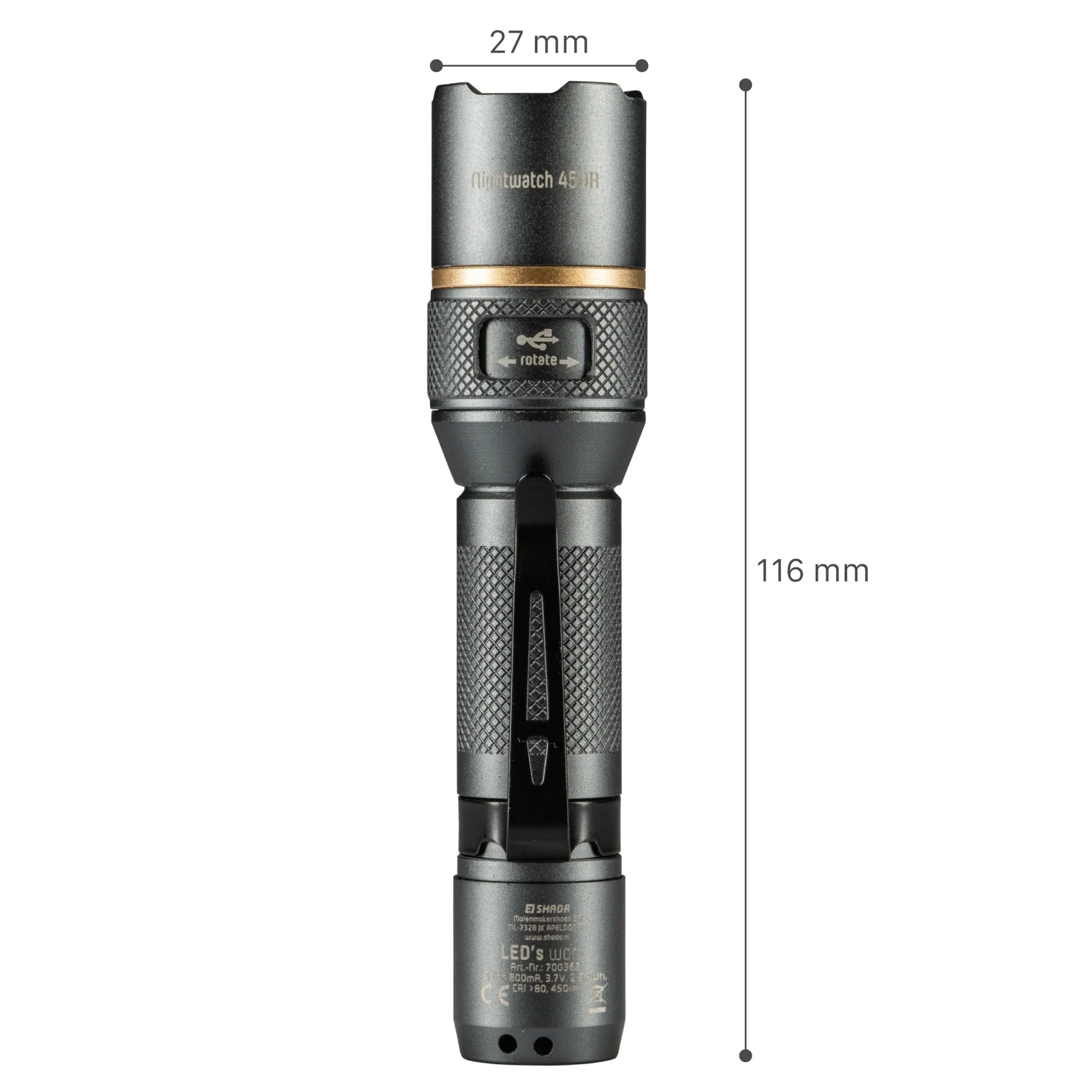 LED's Work Oplaadbare LED Zaklamp - 450 Lumen - IPX7 Waterdicht - Met 3 lichtstanden - Image 8
