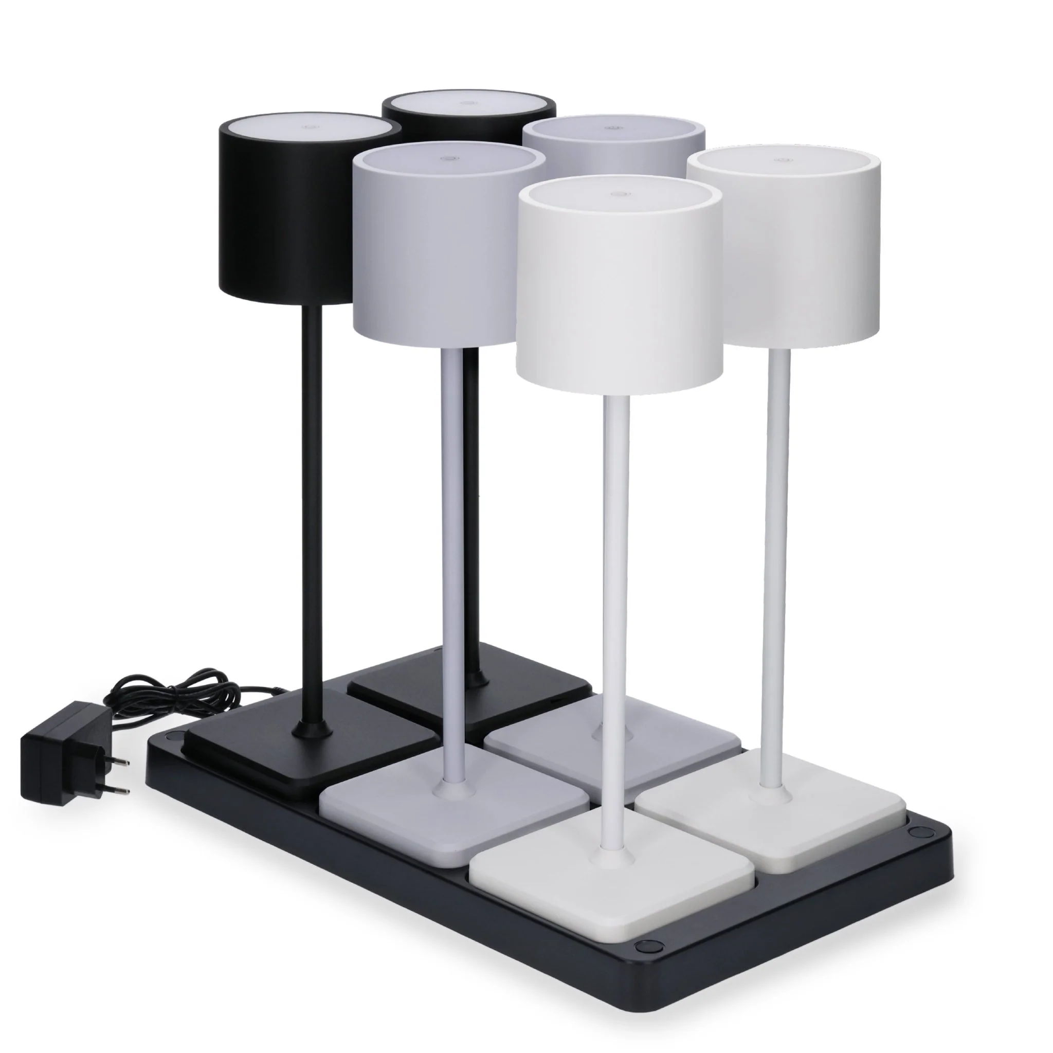 Oplaadstation voor 6 oplaadbare LED tafellampen - Docking met voeding - Zwart - Image 2