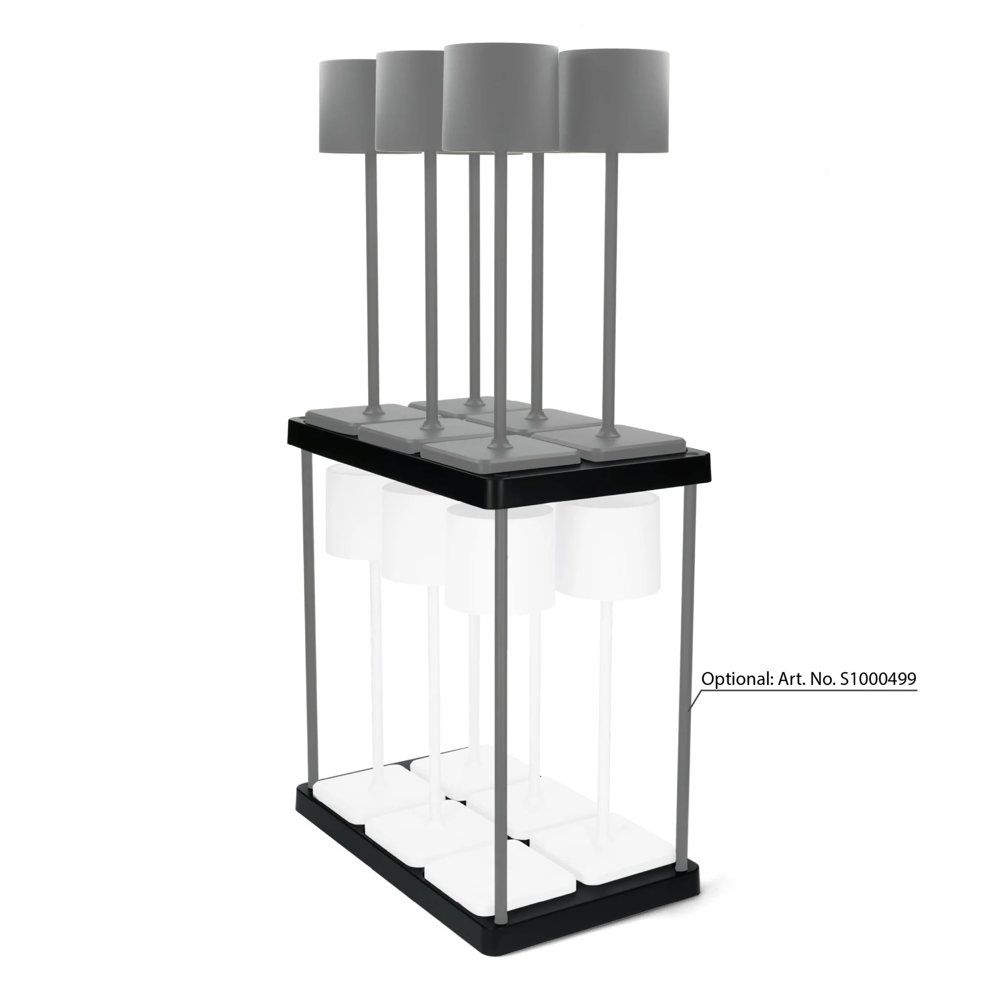 Oplaadstation voor 6 oplaadbare LED tafellampen - Docking met voeding - Zwart - Image 6
