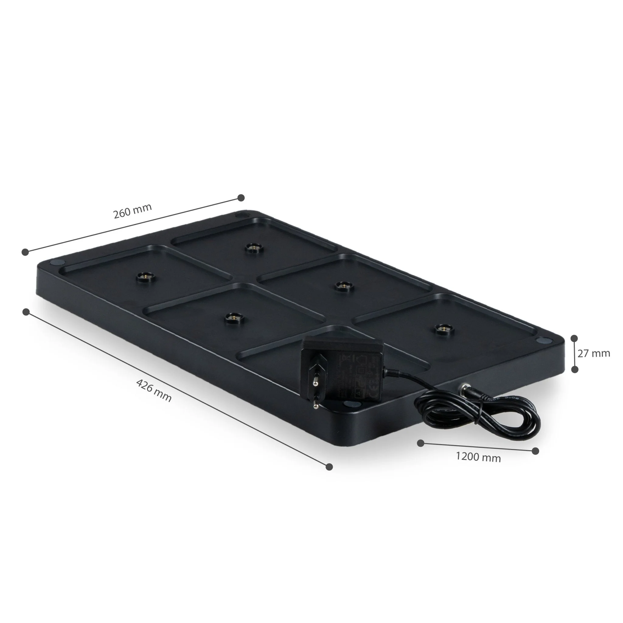 Oplaadstation voor 6 oplaadbare LED tafellampen - Docking met voeding - Zwart - Image 7