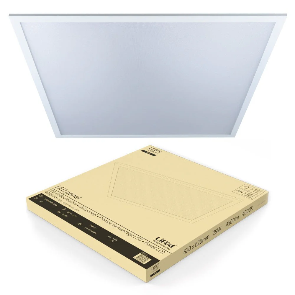 LED's Light Pro Paneel - 180lm/w - 25W 4500lm 4000K UGR<19 - 620x620mm - Lifud-driver - Wit - Duitse maat - Image 4