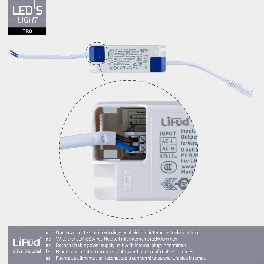 LED's Light Pro Paneel - 180lm/w - 25W 4500lm 4000K UGR<19 - 620x620mm - Lifud-driver - Wit - Duitse maat - Image 8