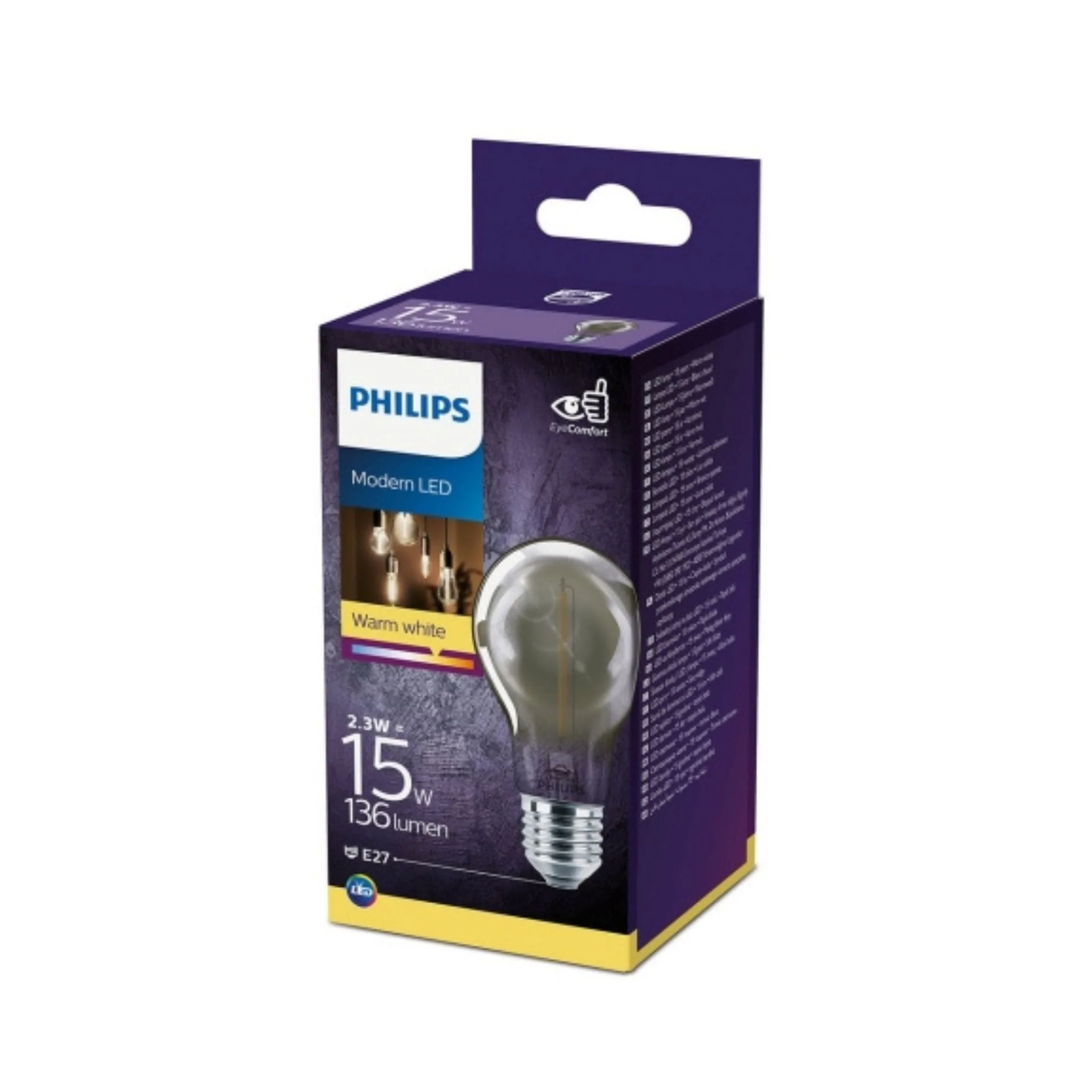 Philips LED Filamentlamp E27 met rookglas - 2.3W vervangt 11W - Warm wit licht - Image 5