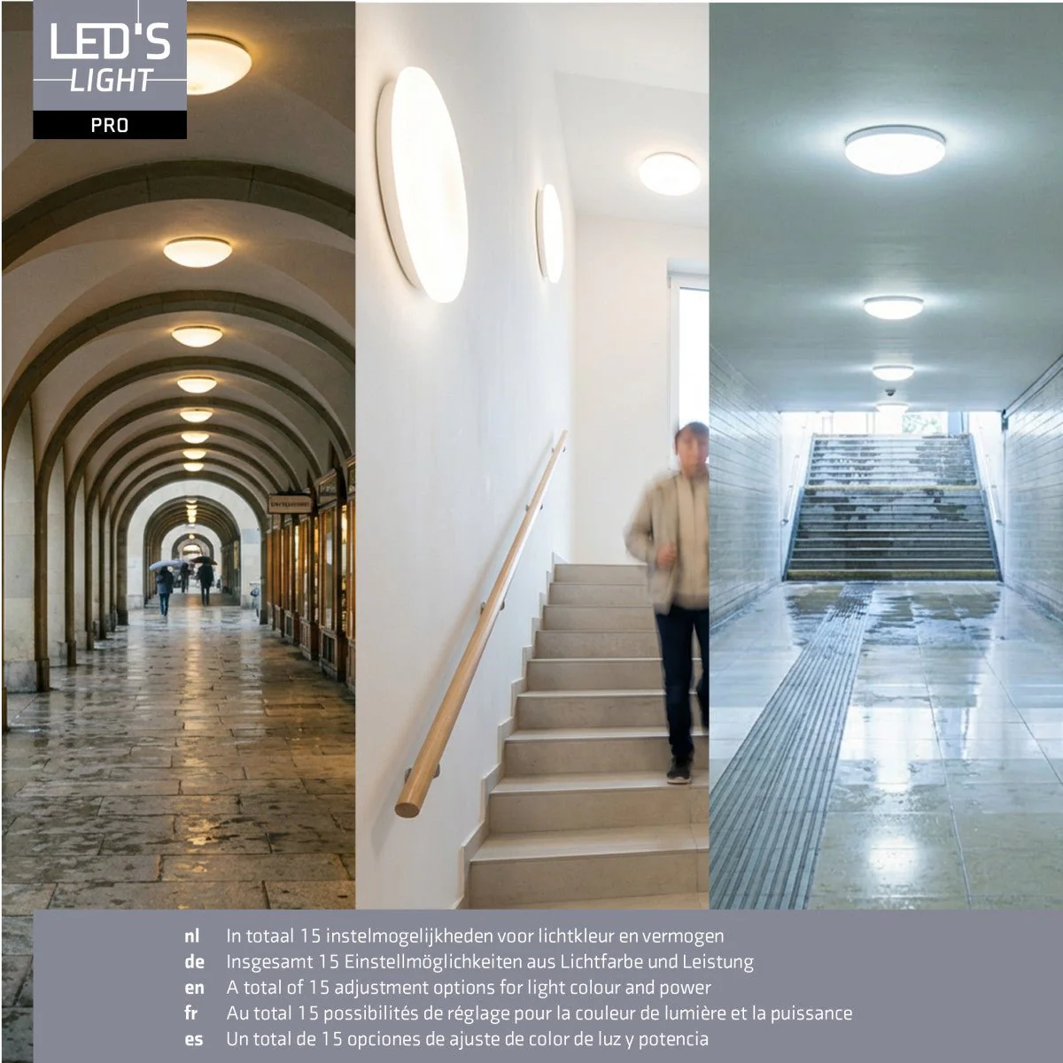 LED's Light Pro Plafondarmatuur  - 16W 1920lm 2700K/3000K/4000K/5000K/6000K - Ø350mm IP54 IK08 Vermogen verstelbaar - Image 6
