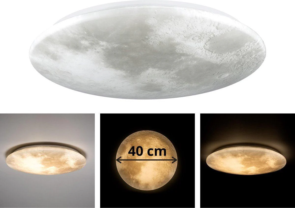 LED Plafondlamp maan voor slaapkamer - 40 cm - Dimbaar met afstandsbediening - Image 7