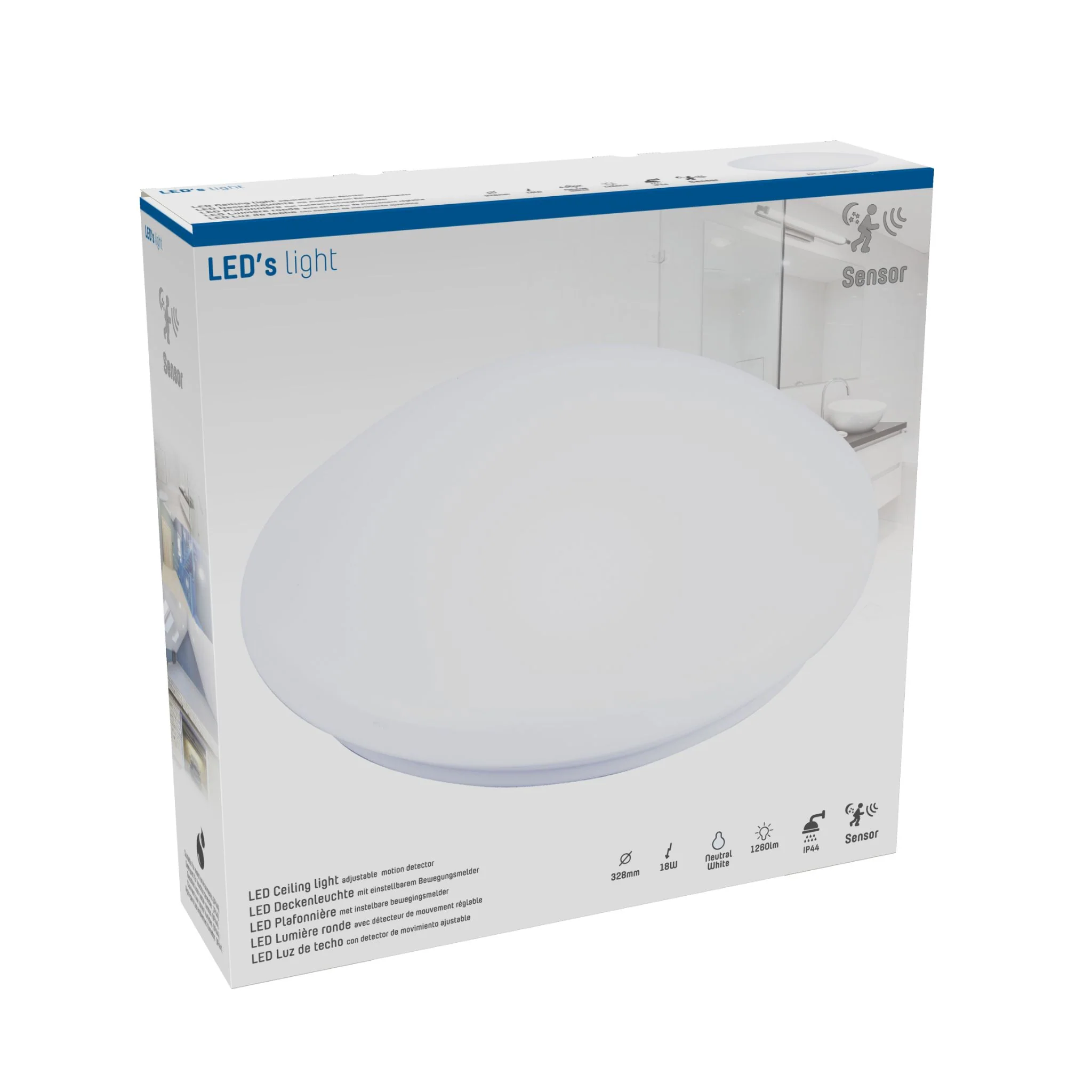 LED's Light Plafondlamp met Bewegingssensor Ø 33 cm - Koud wit licht (4000K) - Image 7