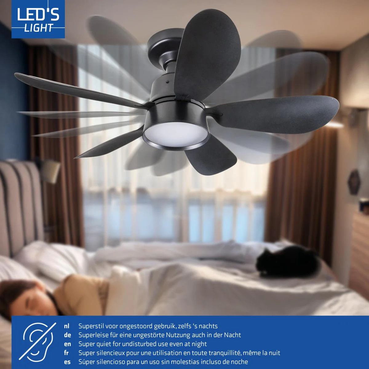 Plafondlamp met ventilator - 25W 1100lm 3000K/6500K Verwijderbare bladen Gemakkelijke installatie - Image 10