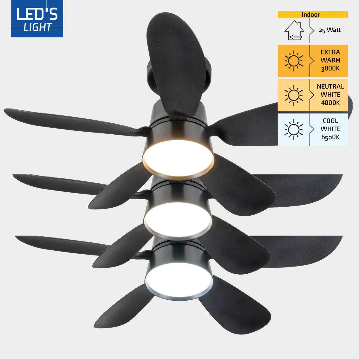 Plafondlamp met ventilator - 25W 1100lm 3000K/6500K Verwijderbare bladen Gemakkelijke installatie - Image 14