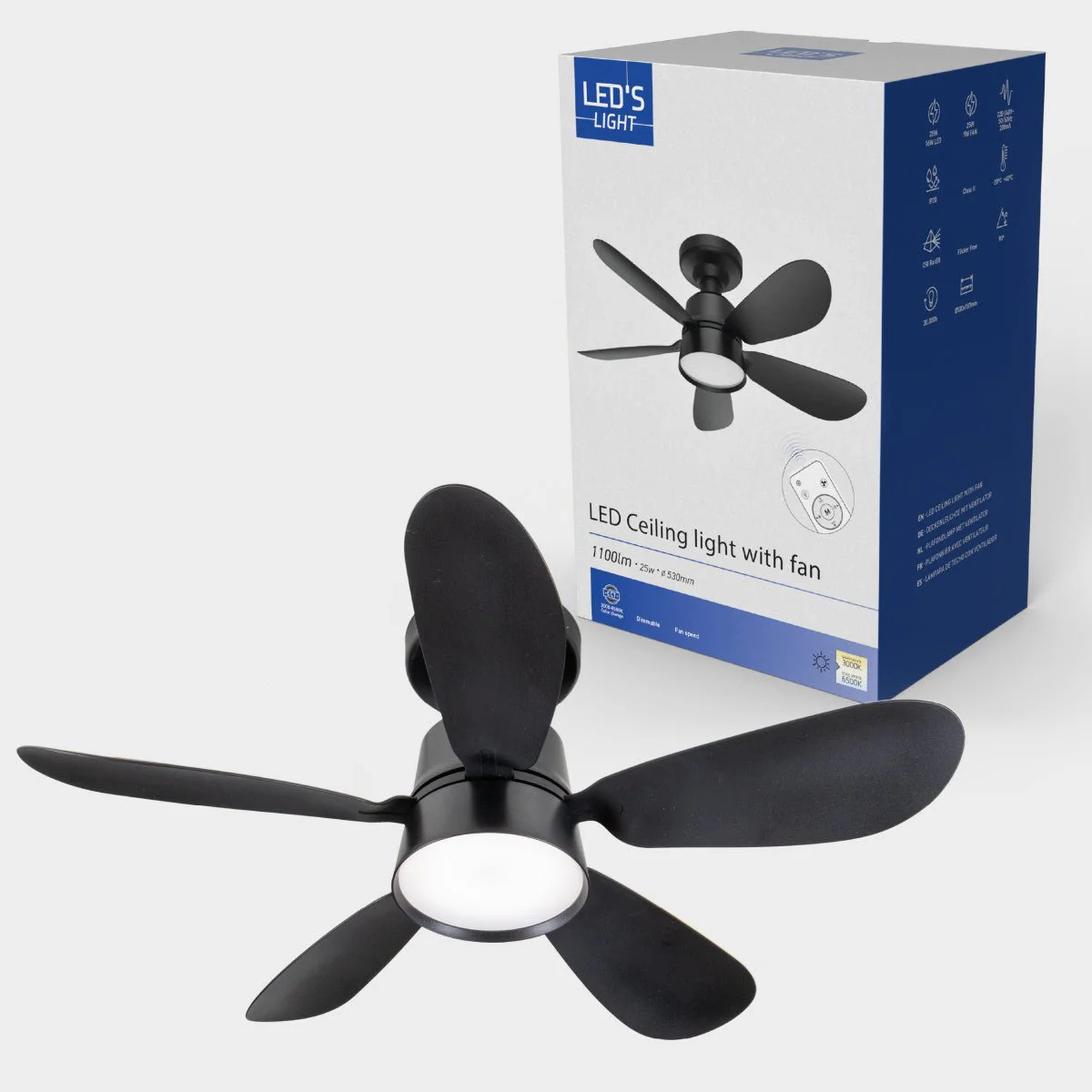 Plafondlamp met ventilator - 25W 1100lm 3000K/6500K Verwijderbare bladen Gemakkelijke installatie - Image 18