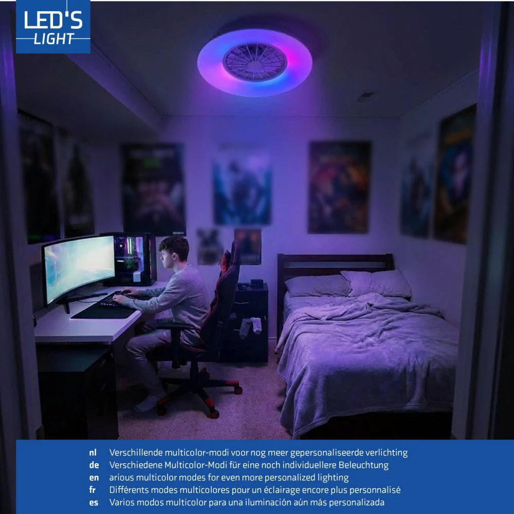 LED's Light Plafondlamp met ventilator RGB - 39W 3300lm 2700K/6500K/RGB - Ø485mm IP20 - Dimbaar - Image 14